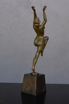 Art Deco Bronze Nude Dancer by Calot, 1930