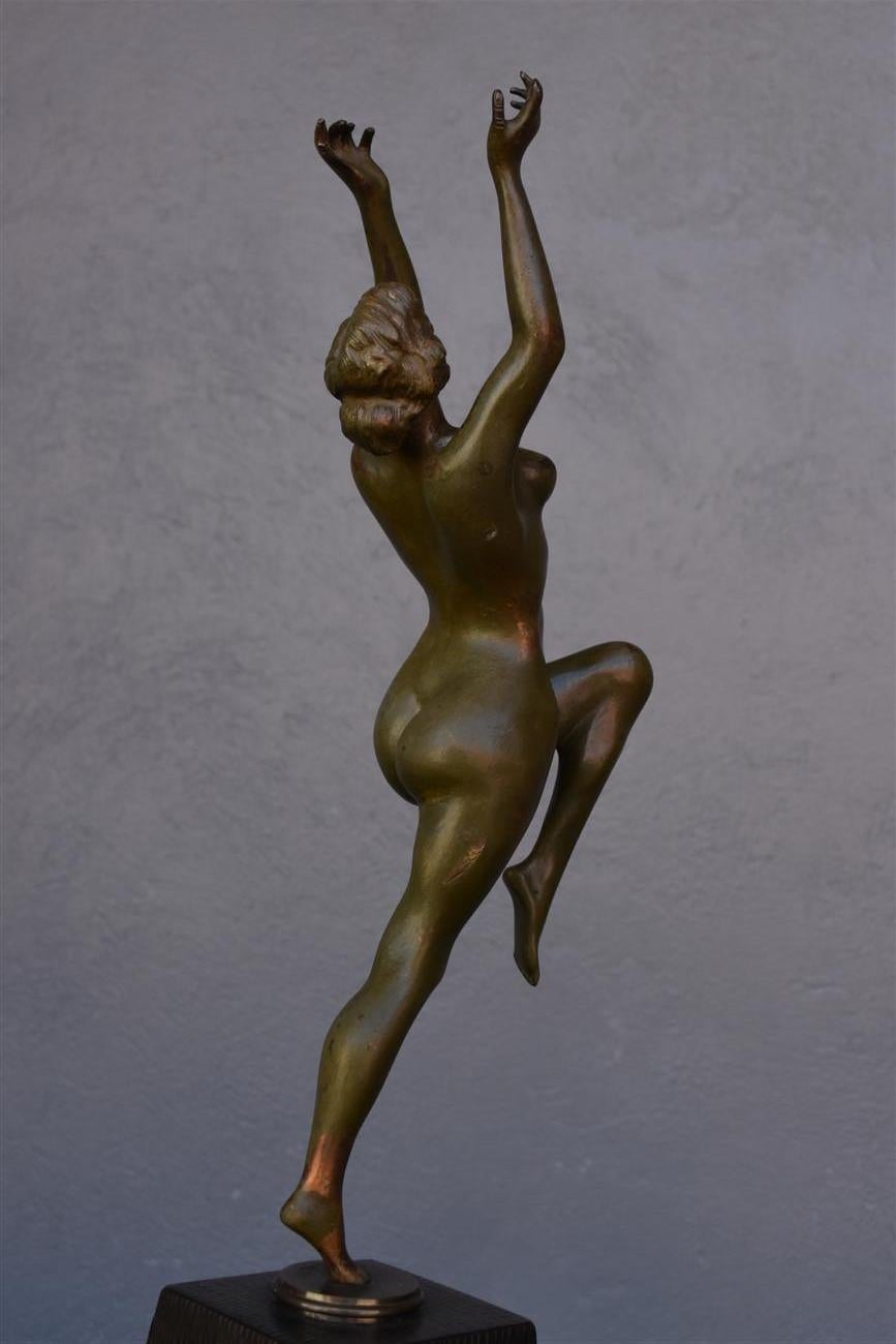 Cast Art Deco Bronze Nude Dancer by Calot, 1930