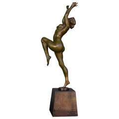 Art Deco Bronze Nude Dancer by Calot, 1930
