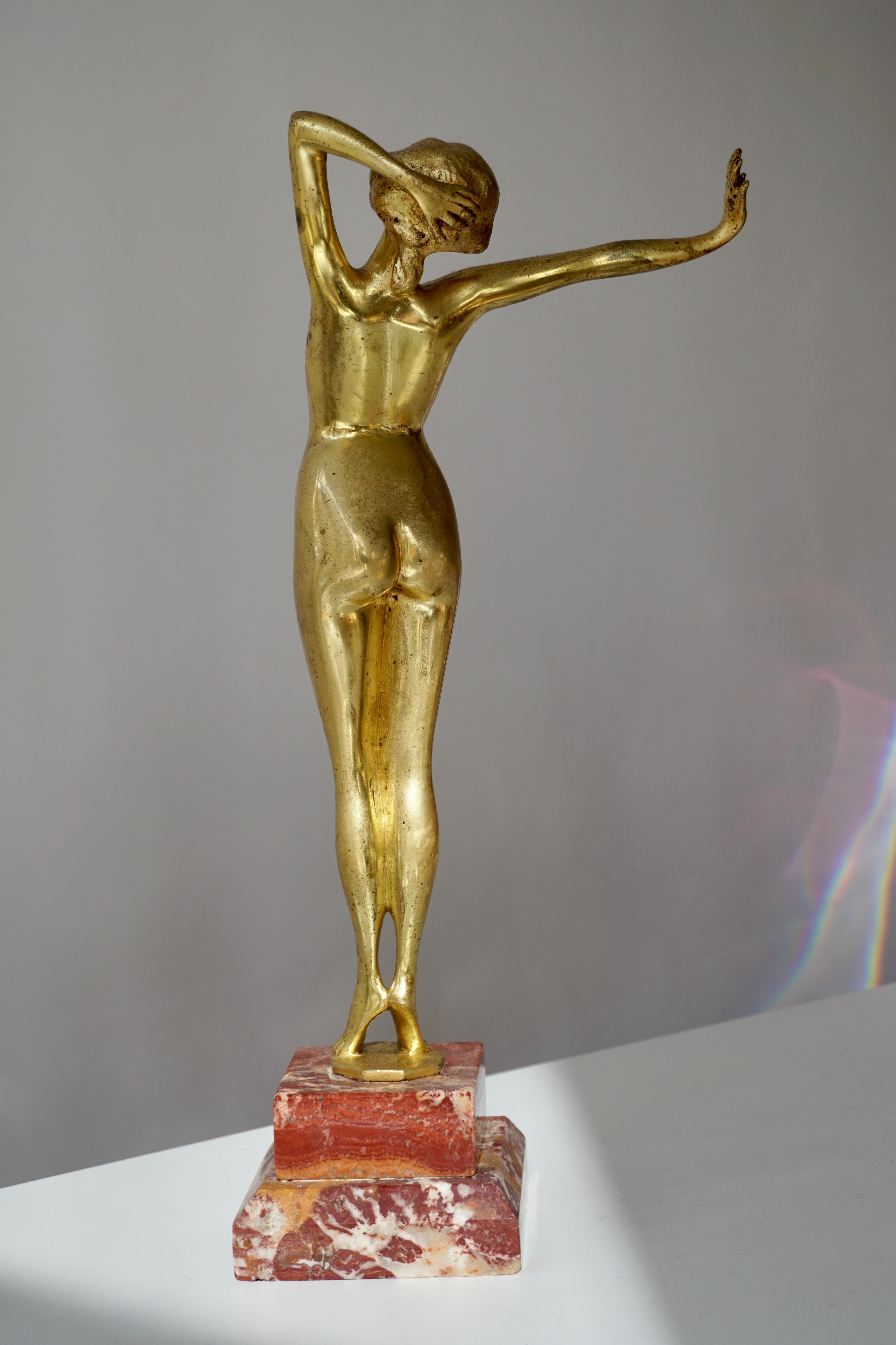 Art Deco Bronze Nude Erotic Female Dancer, France, 1920 In Good Condition For Sale In Antwerp, BE
