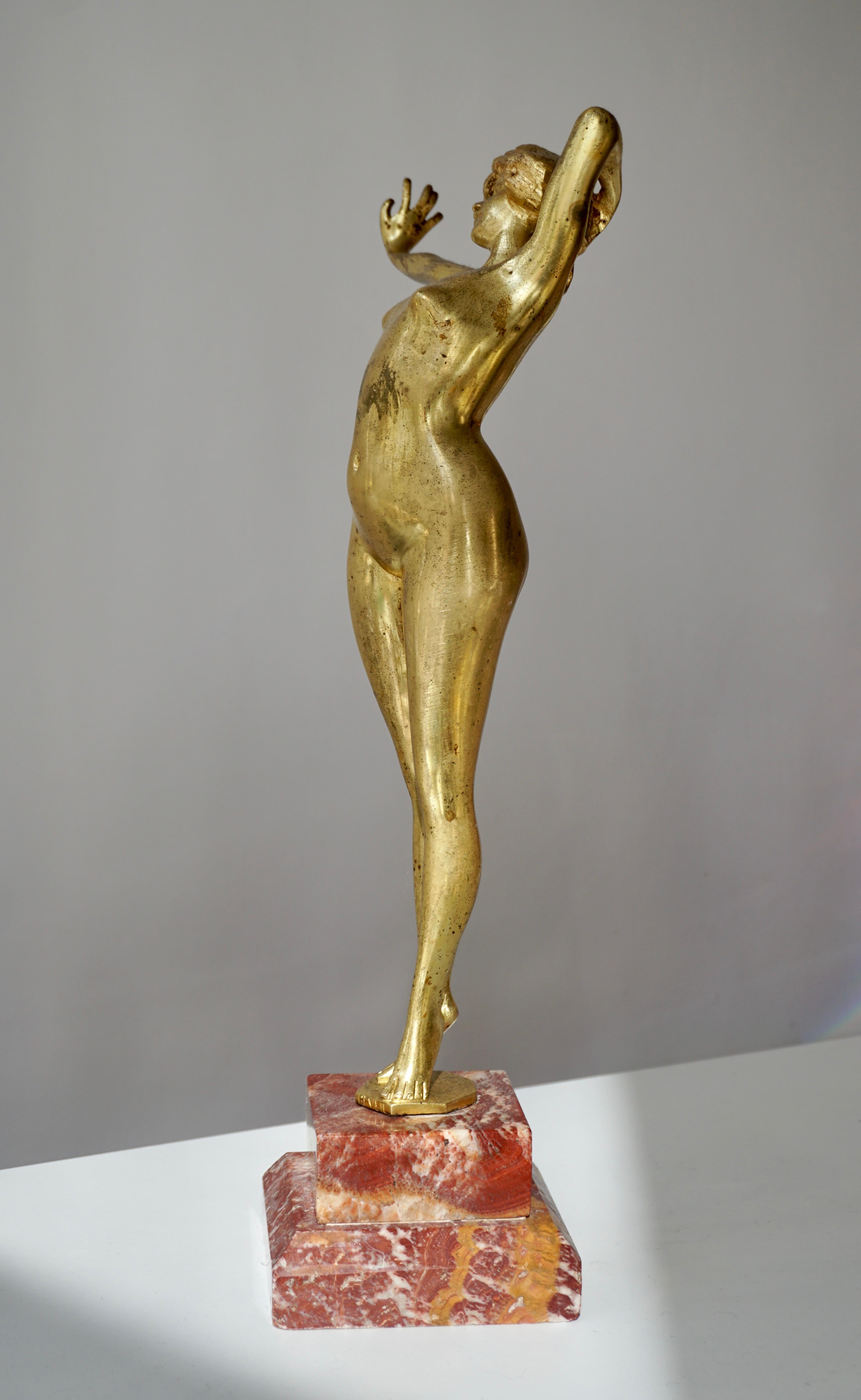 20th Century Art Deco Bronze Nude Erotic Female Dancer, France, 1920 For Sale