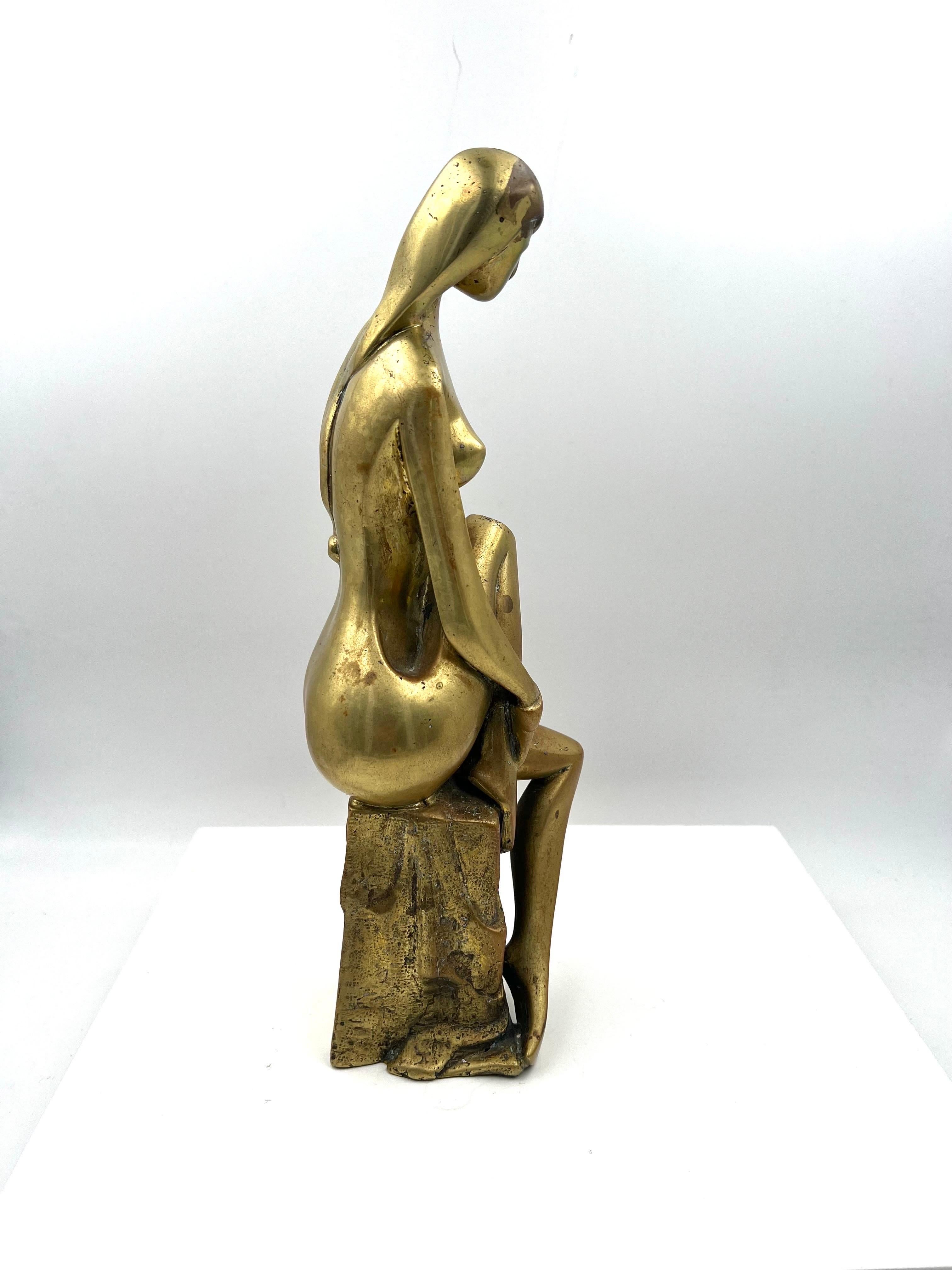 American Vintage Art Deco Bronze Nude Sculpture  For Sale