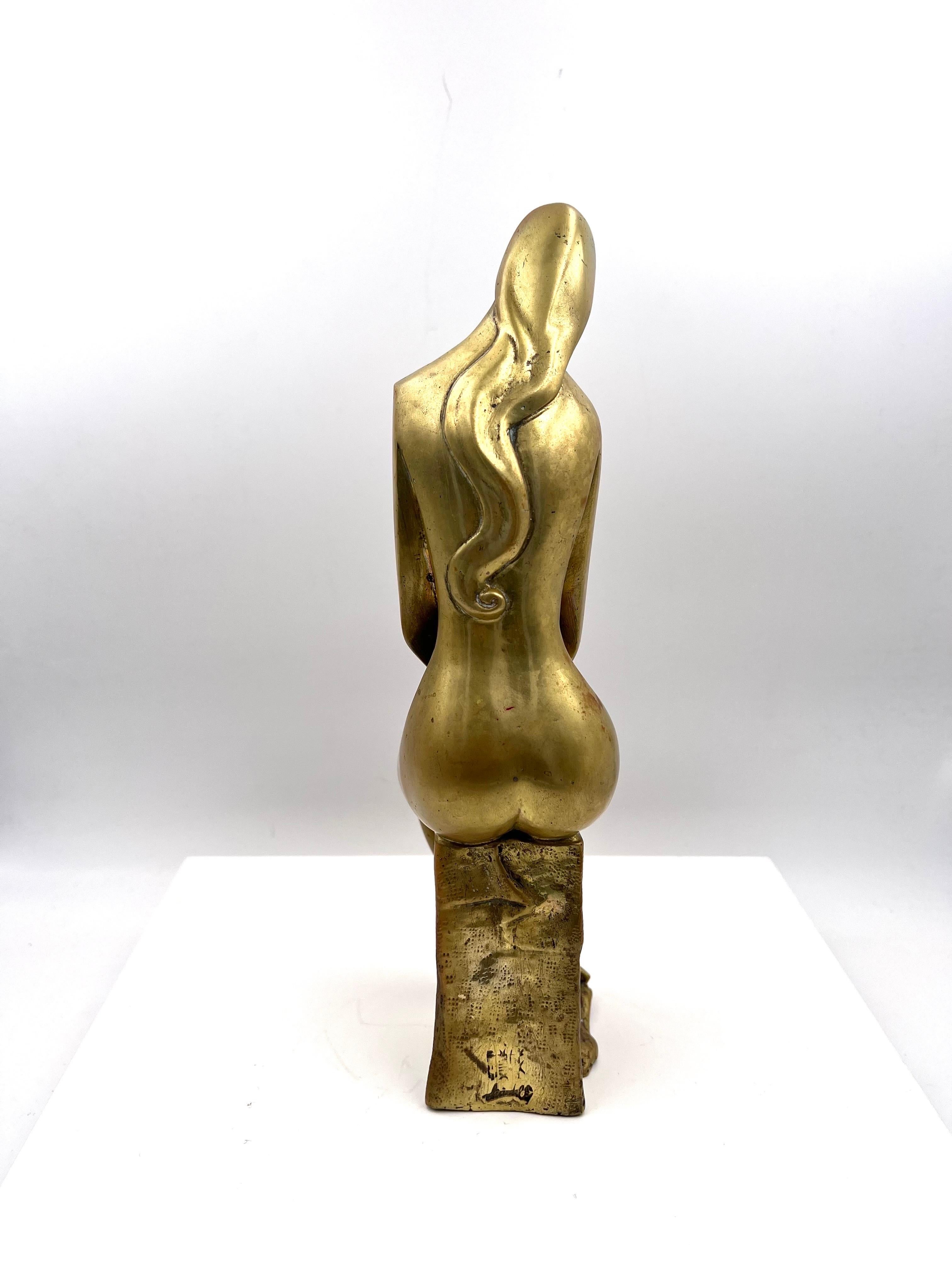 Vintage Art Deco Bronze Nude Sculpture  In Good Condition For Sale In San Diego, CA