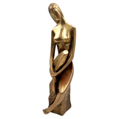 Art Deco Bronze Nude Sculpture Signed