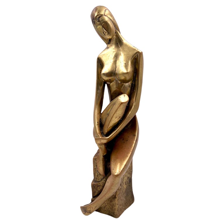 Art Deco Bronze Nude Sculpture Signed For Sale at 1stDibs