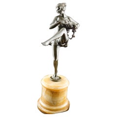 Art Deco Bronze of a Semi Nude  Spring Flower Dancer by Bruno Zach.