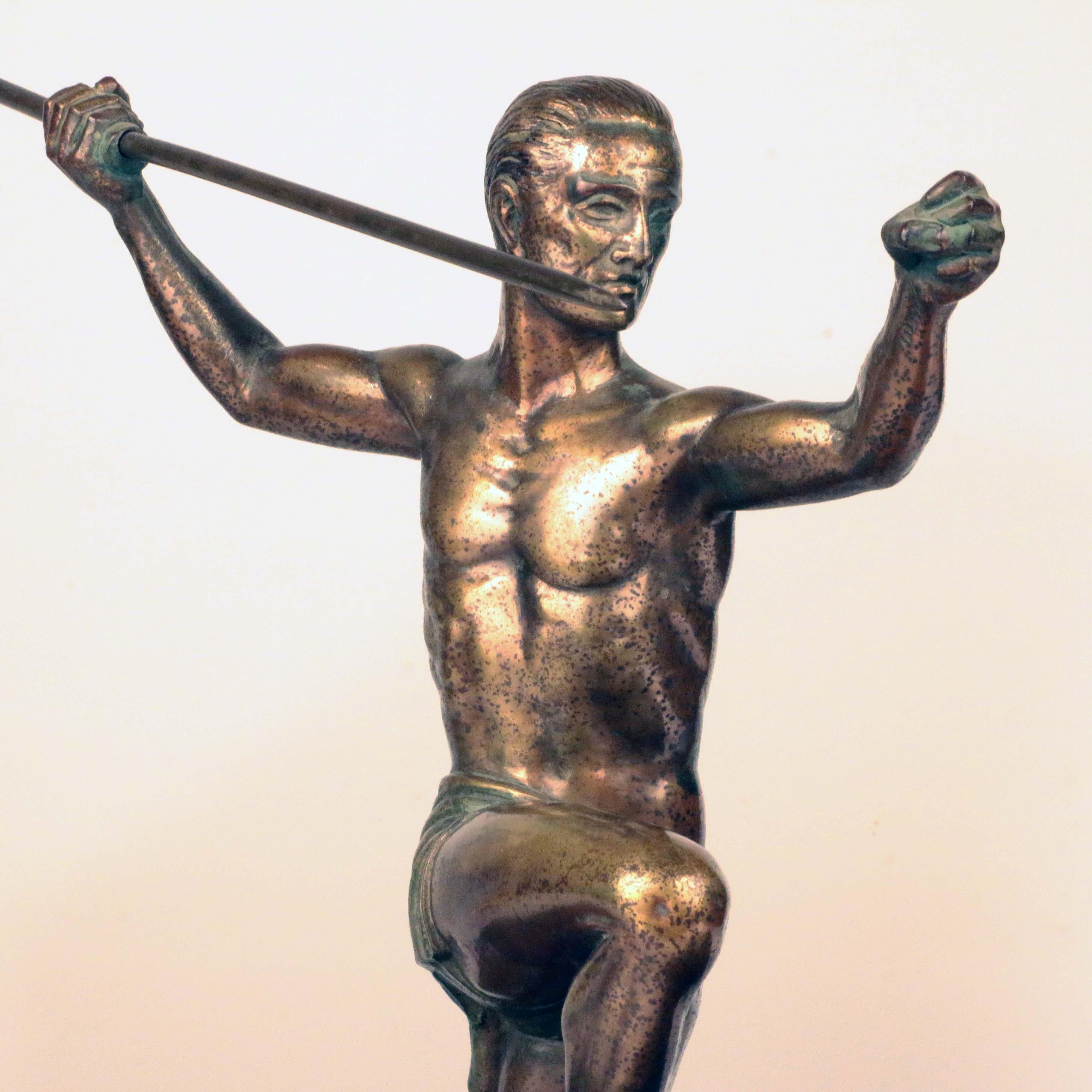 Mid-20th Century Art Deco Bronze of Javelin Thrower by Henri Molins
