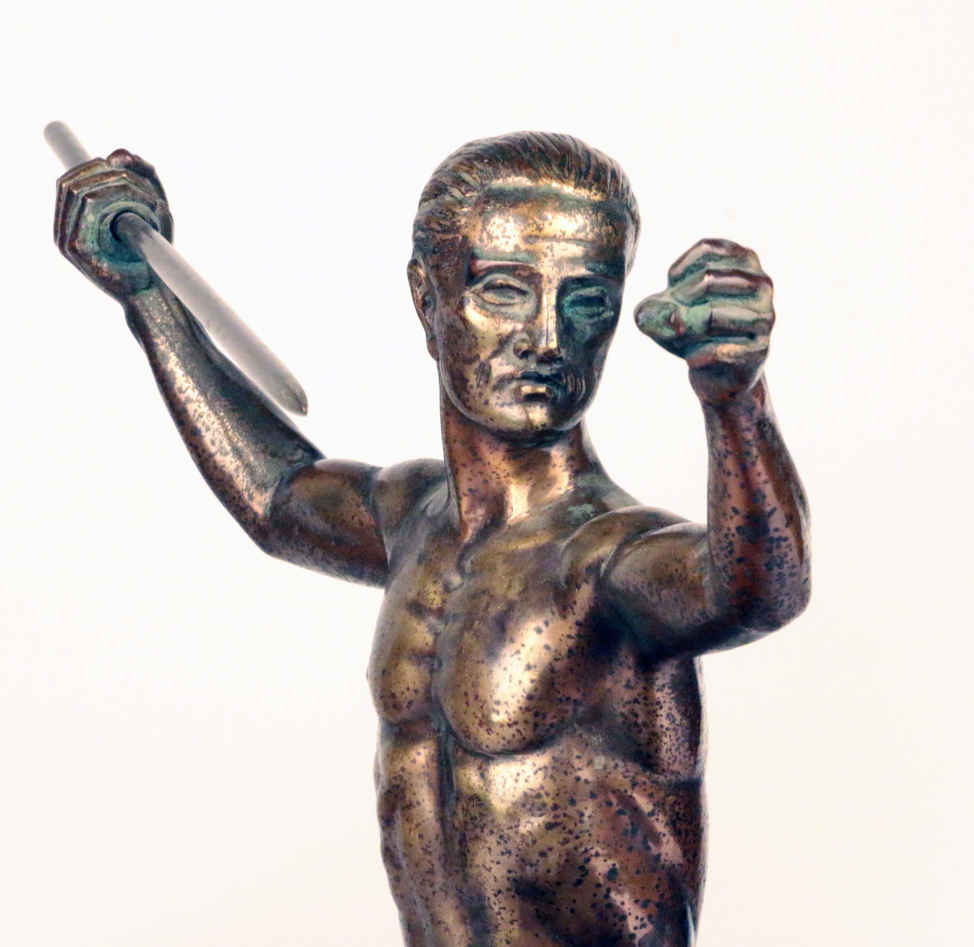 Art Deco Bronze of Javelin Thrower by Henri Molins 1