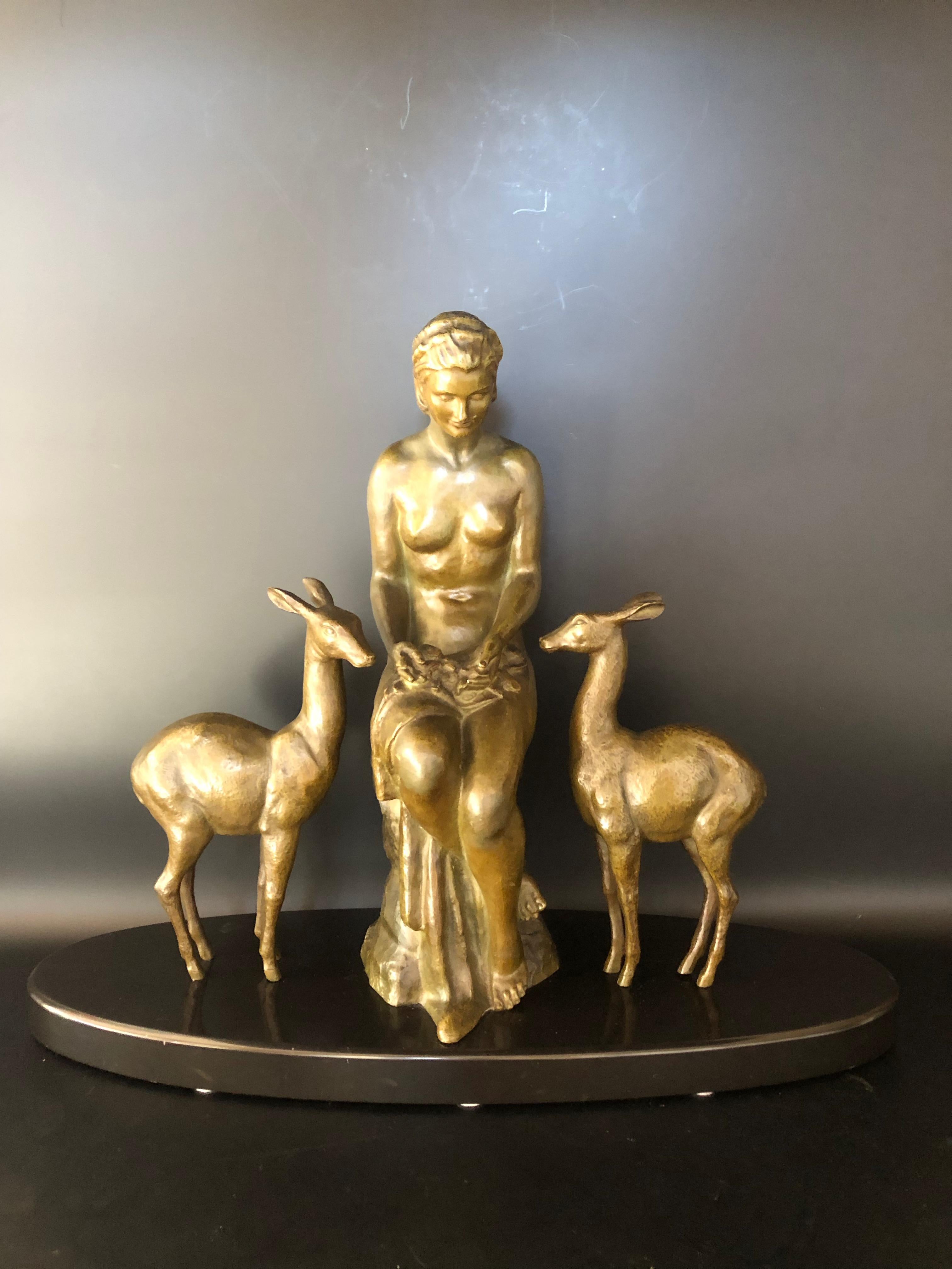 Art Deco Bronze “Offering” Signed Cipriani For Sale 5
