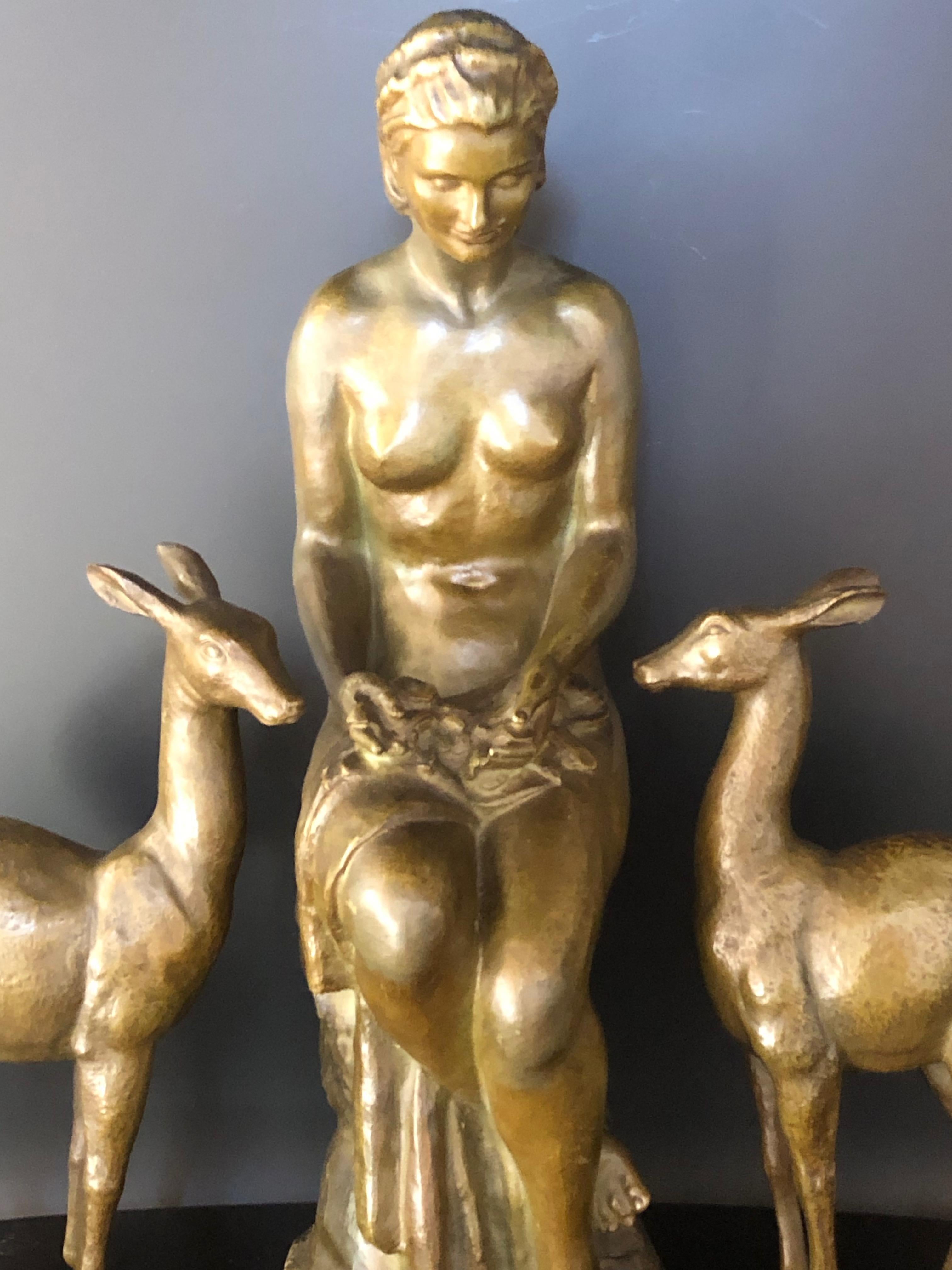 Art Deco Bronze “Offering” Signed Cipriani For Sale 6