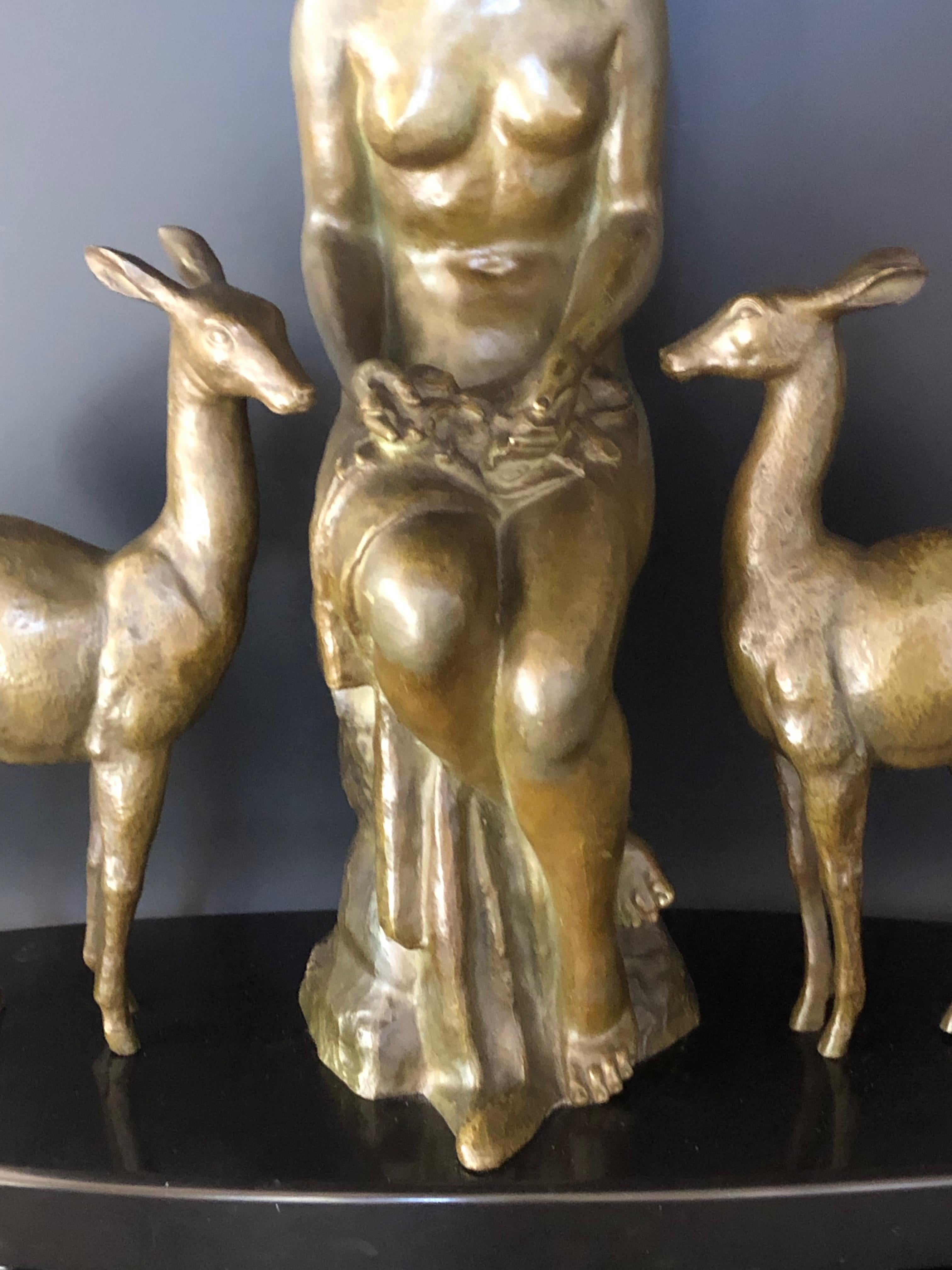 Art Deco Bronze “Offering” Signed Cipriani For Sale 7