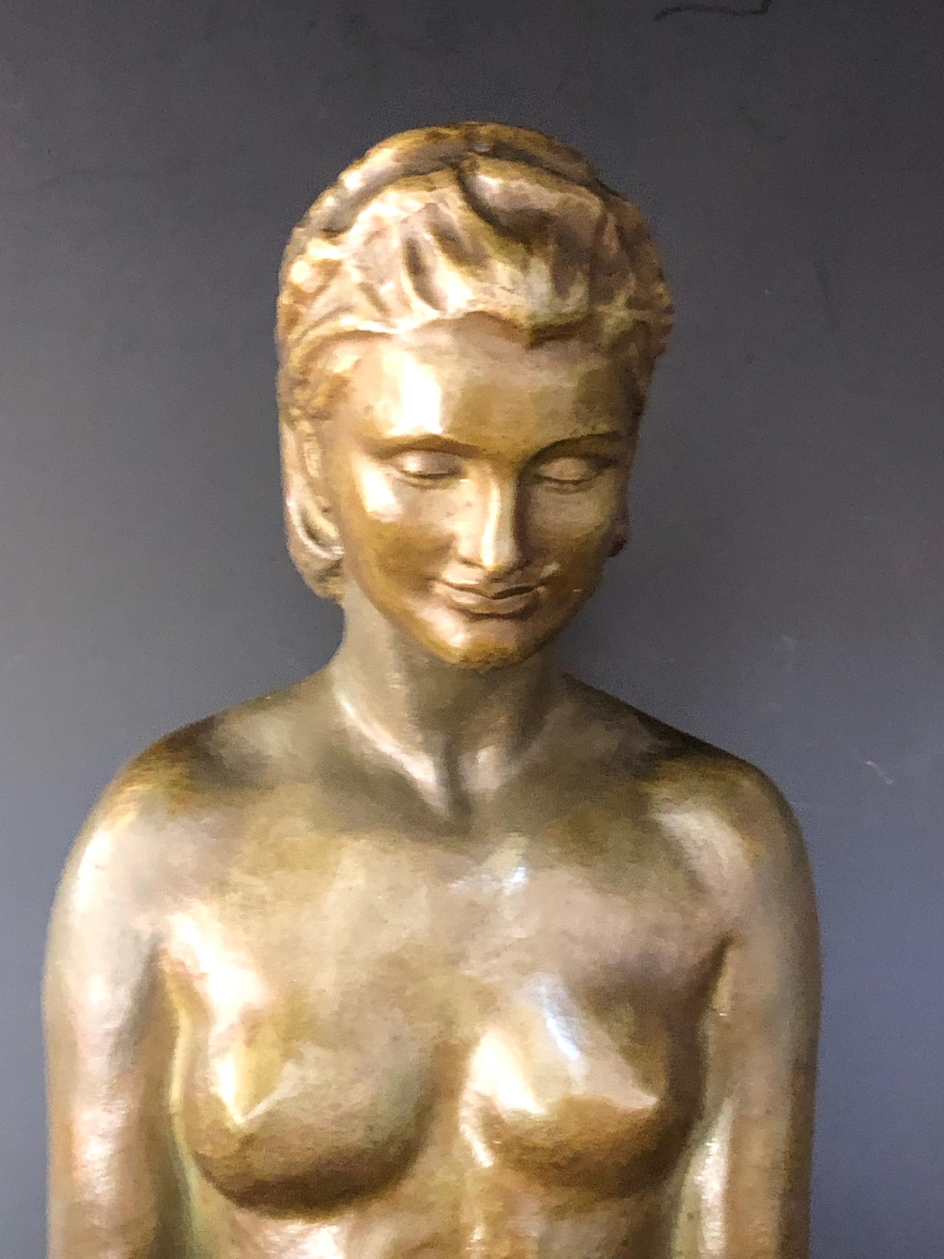 Art Deco Bronze “Offering” Signed Cipriani For Sale 11