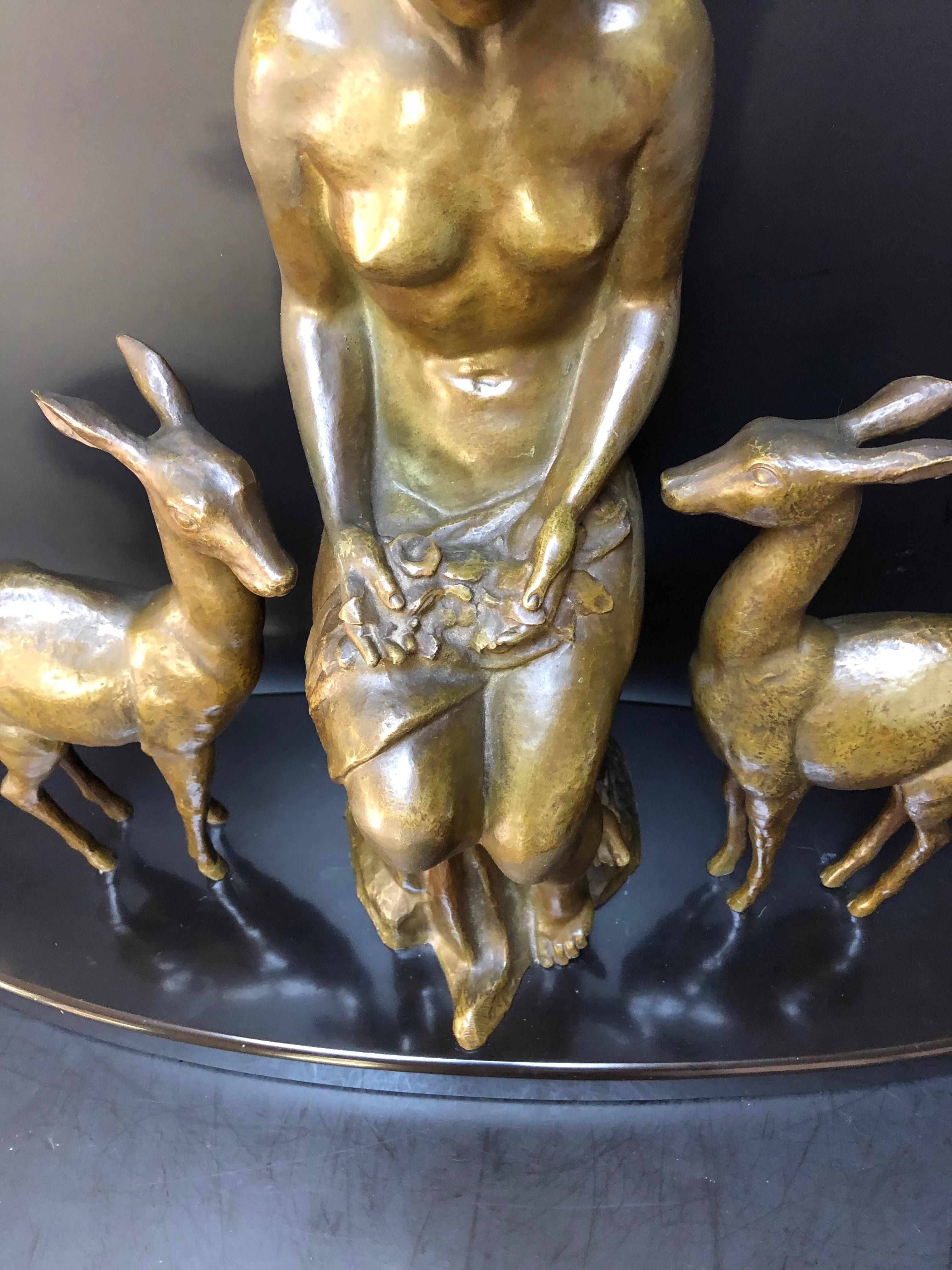 Art Deco Bronze “Offering” Signed Cipriani In Excellent Condition For Sale In NANTES, FR