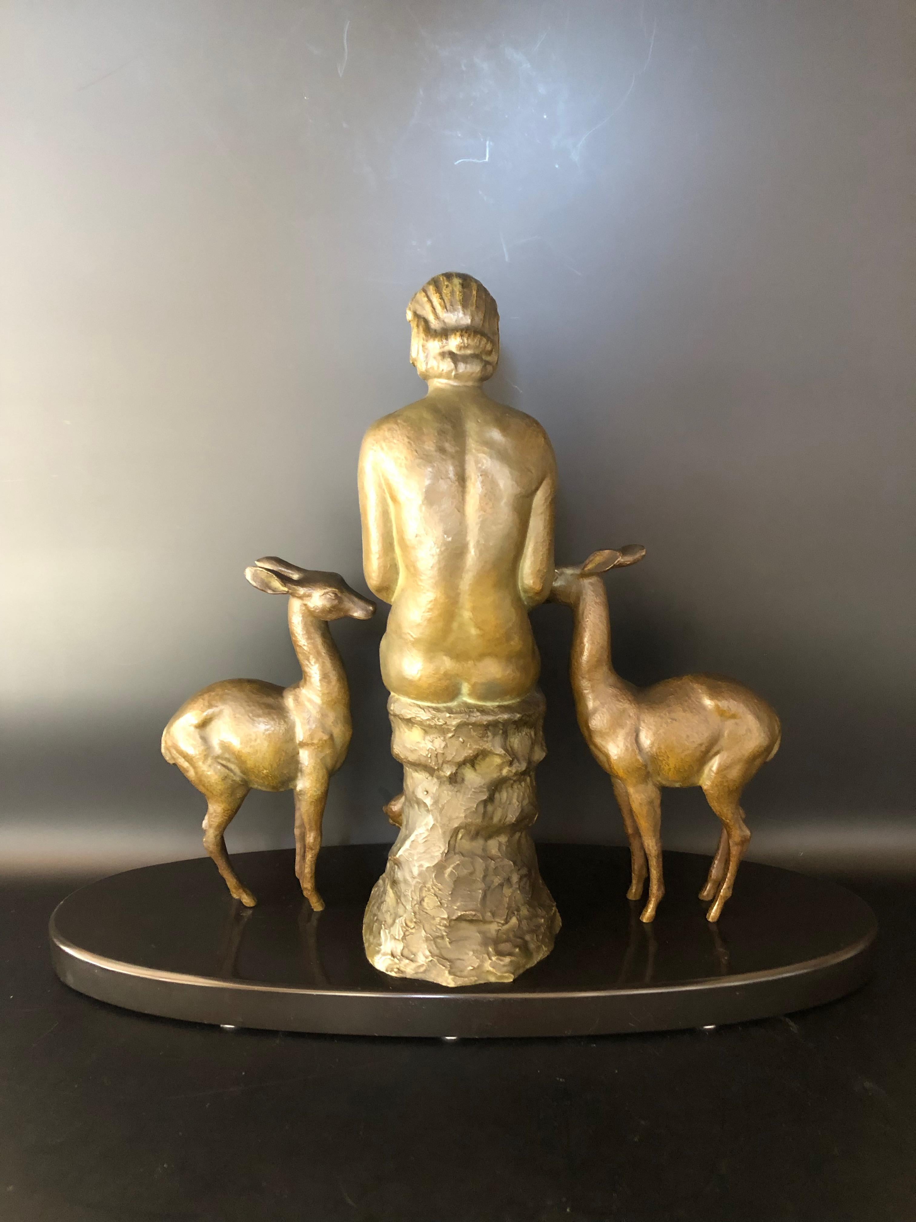 20th Century Art Deco Bronze “Offering” Signed Cipriani For Sale