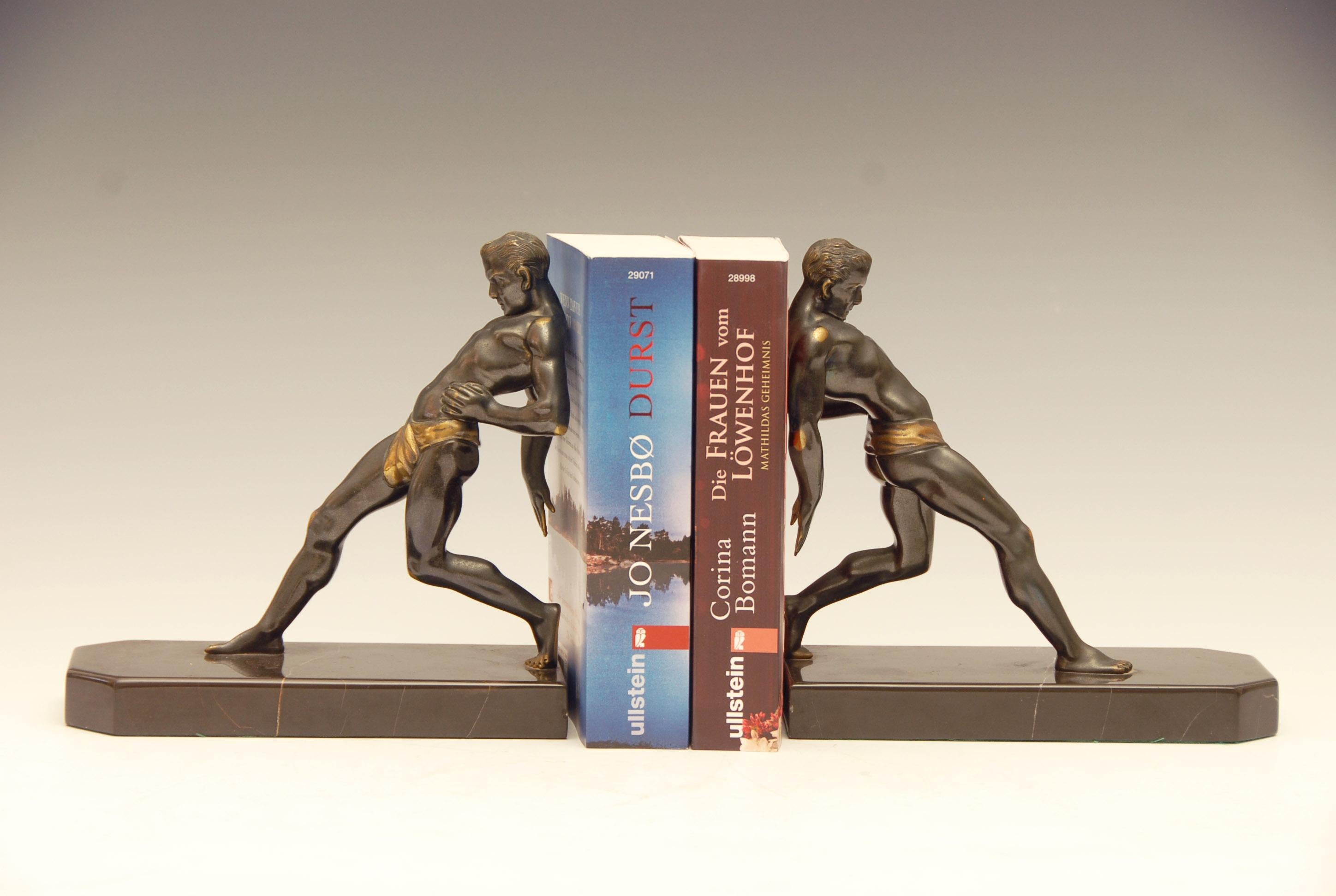 Art Deco Bronze Olypian Arthlete Bookends For Sale 5