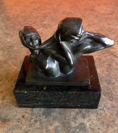 Art Deco Bronze on Marble Base by Listed Artist Mary H. Wicker