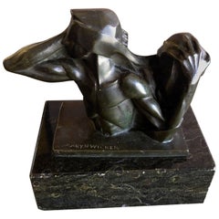 Art Deco Bronze on Marble Base by Listed Artist Mary H. Wicker