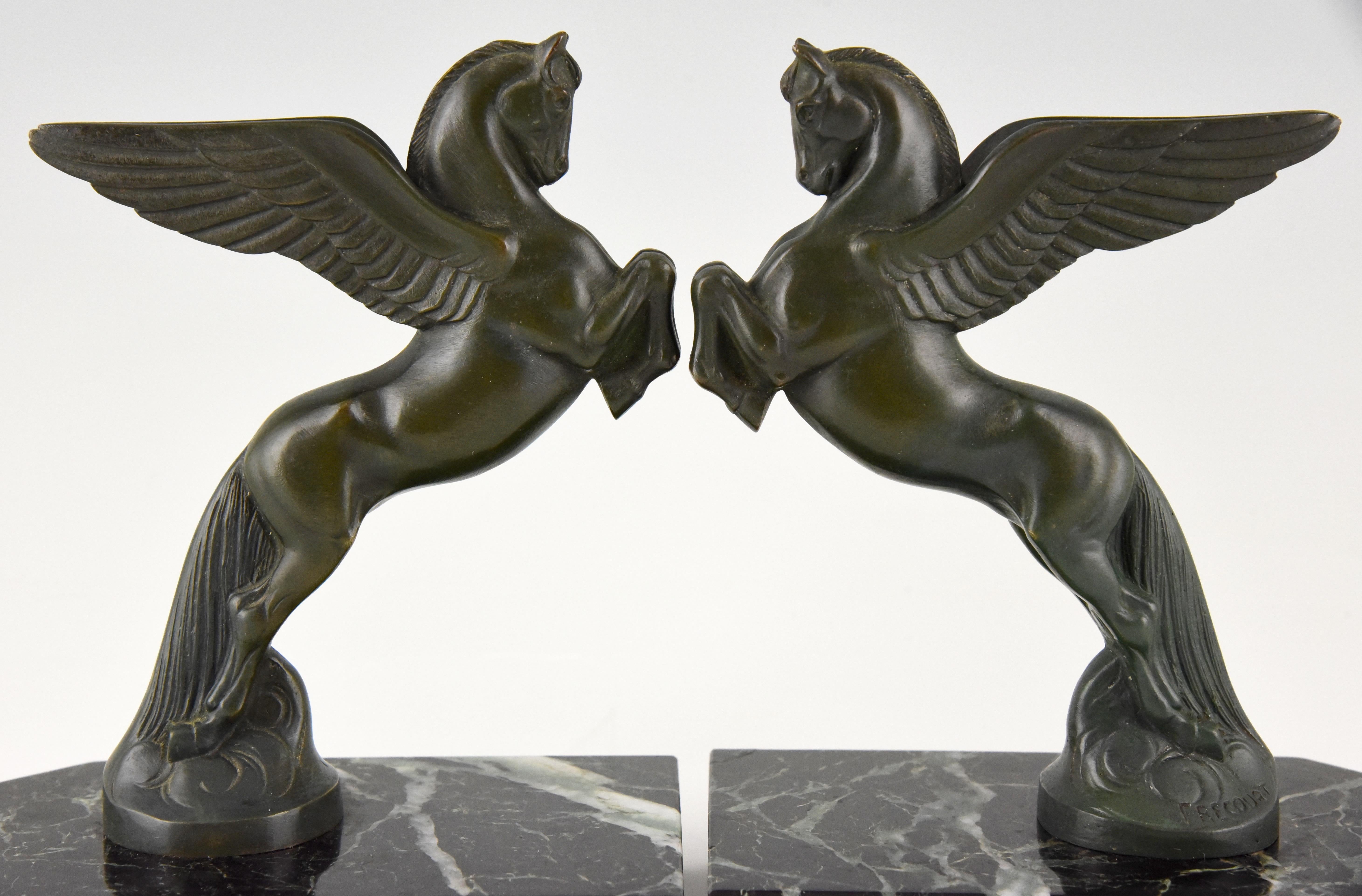Art Deco Bronze Pagasus Horse Bookends Maurice Frecourt  France  1930 3