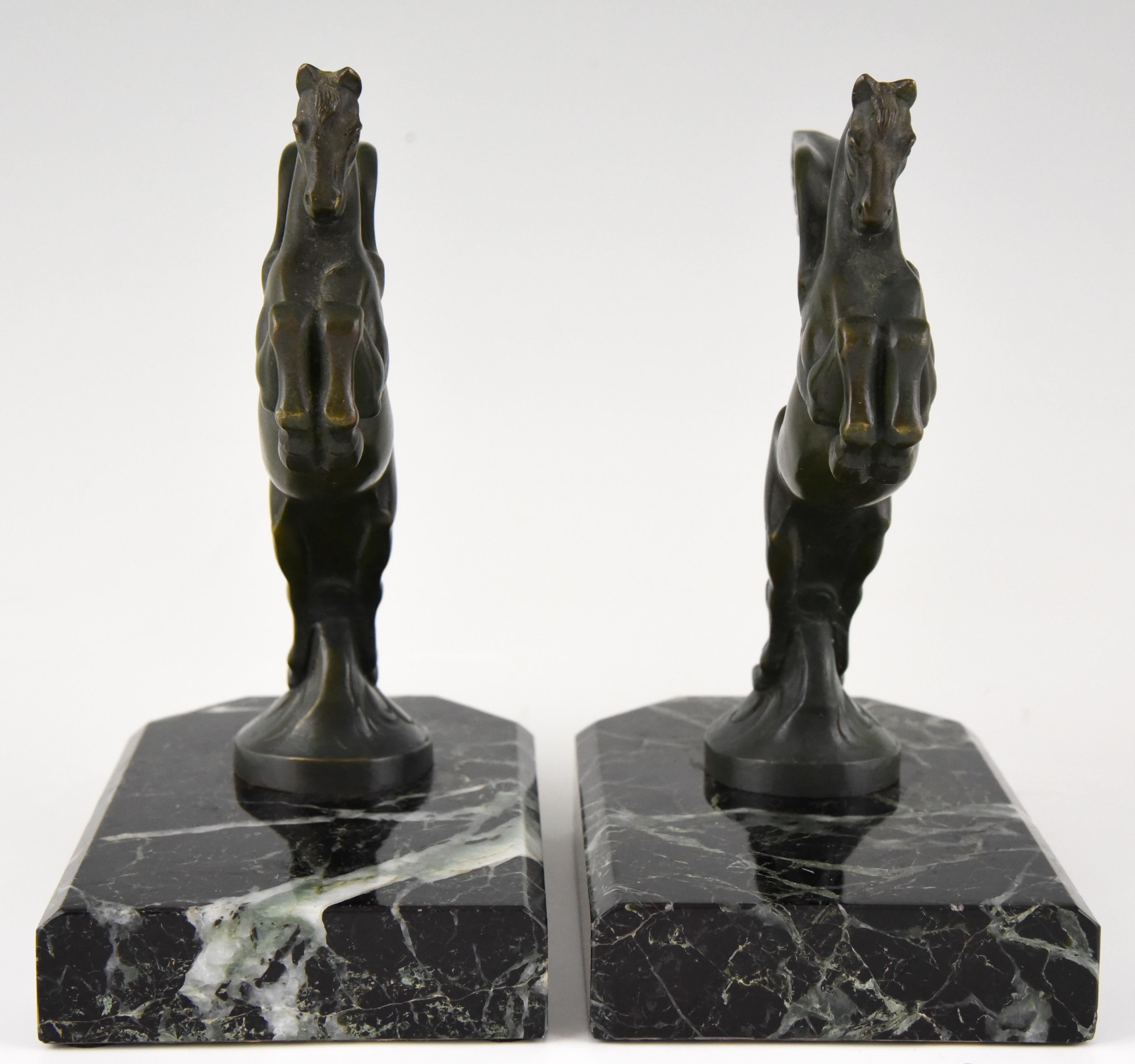 Patinated Art Deco Bronze Pagasus Horse Bookends Maurice Frecourt  France  1930
