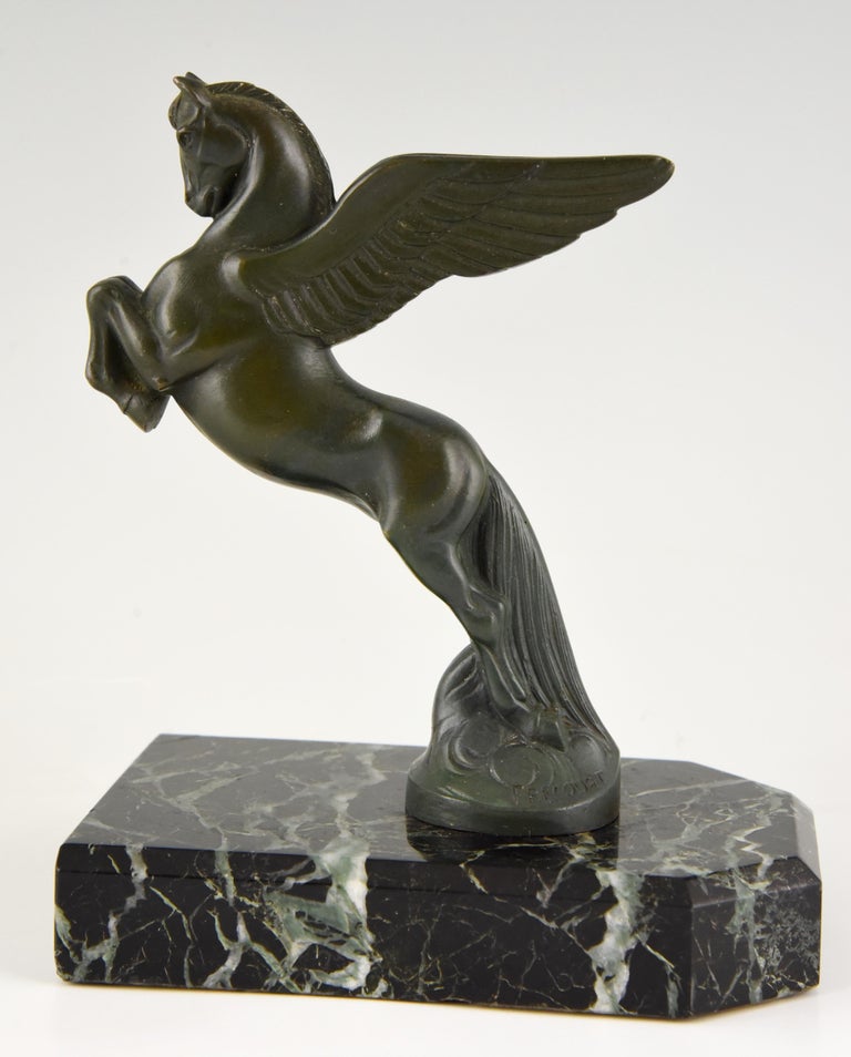 Art Deco Bronze Pagasus Horse Bookends Maurice Frecourt France 1930 at