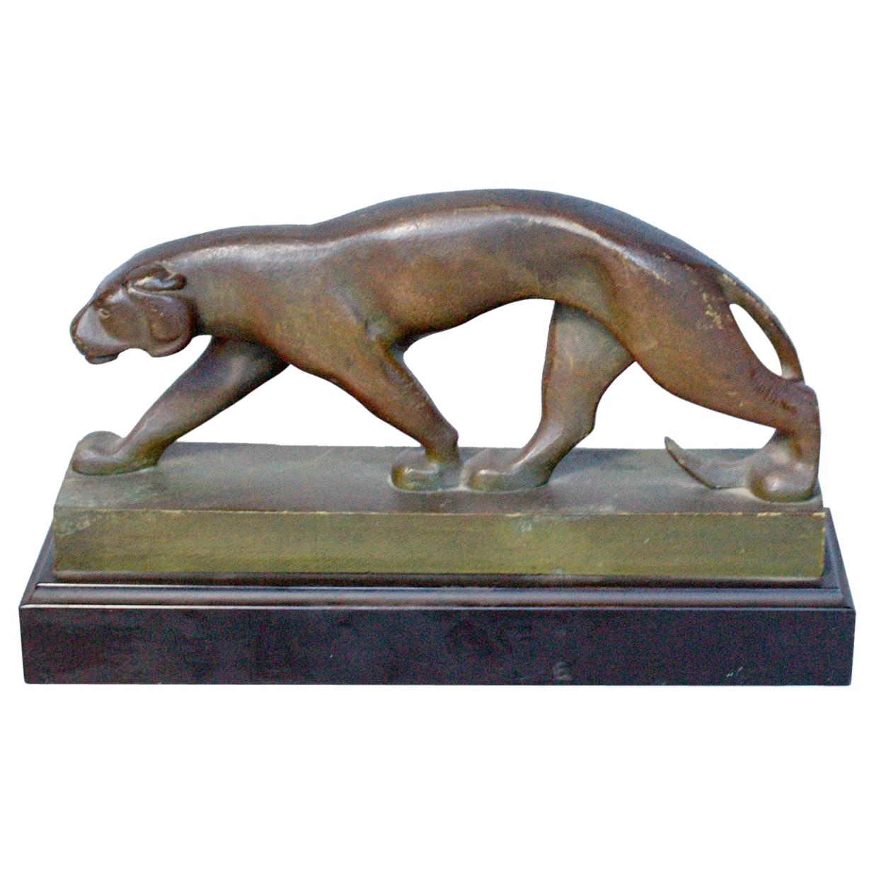 Art Deco Bronze Panther Attributed to Jean Luc French, circa 1930