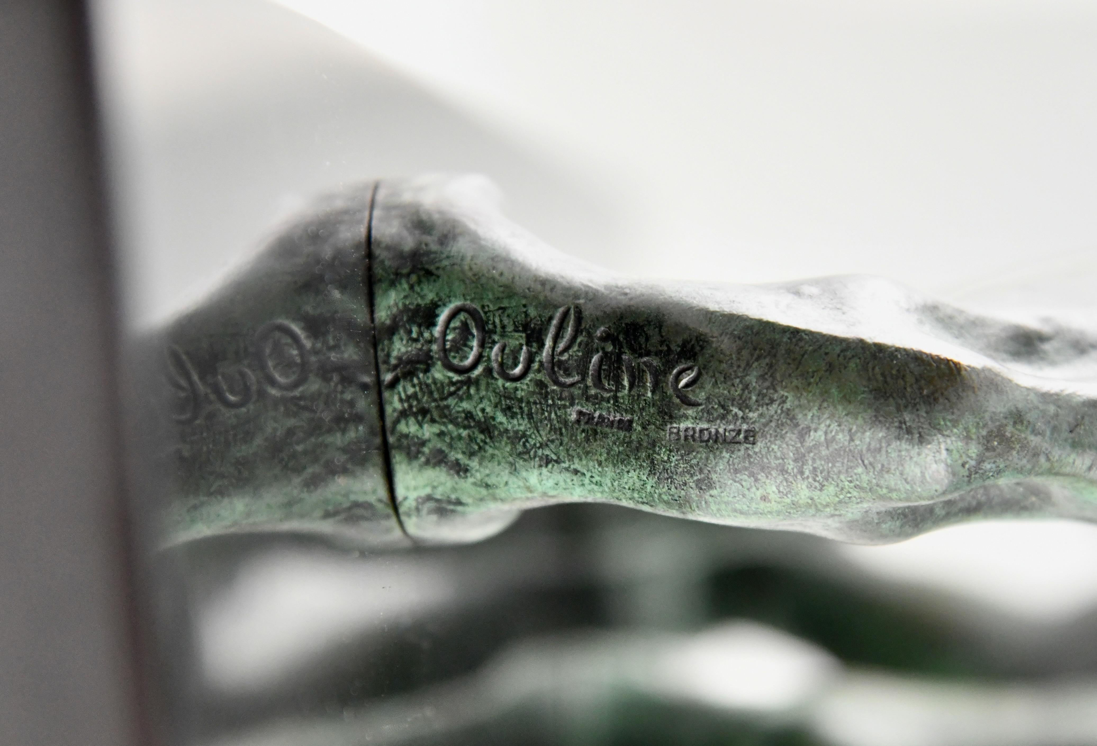 Sculpture de panthère en bronze Art déco par Alexandre Ouline, France, 1930 2