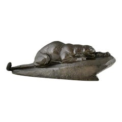 Panther-Skulptur aus Bronze im Art déco-Stil von Andre Becquerel, Susse Frères, Frankreich 1930