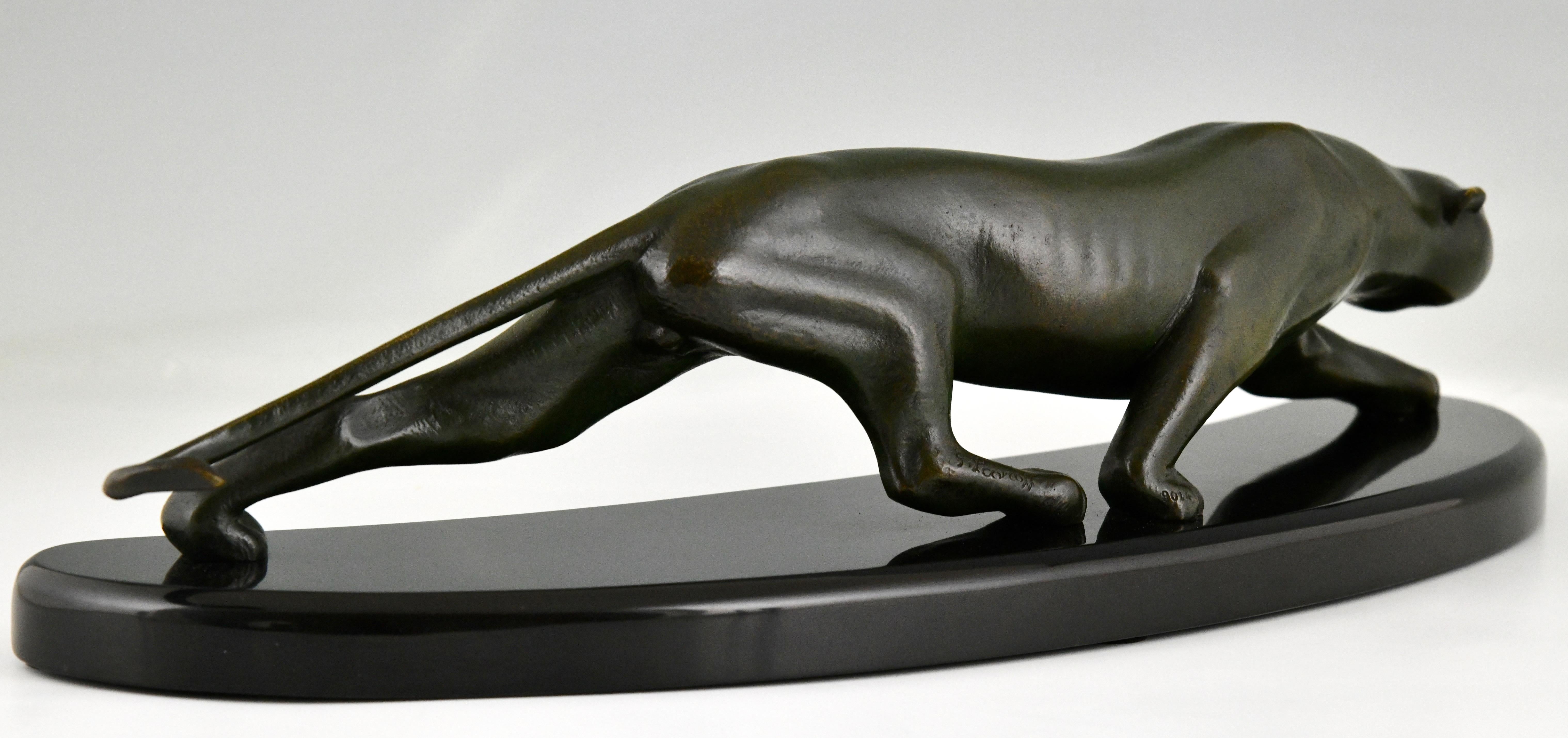 Early 20th Century Art Deco bronze panther sculpture by Georges Lavroff 1925
