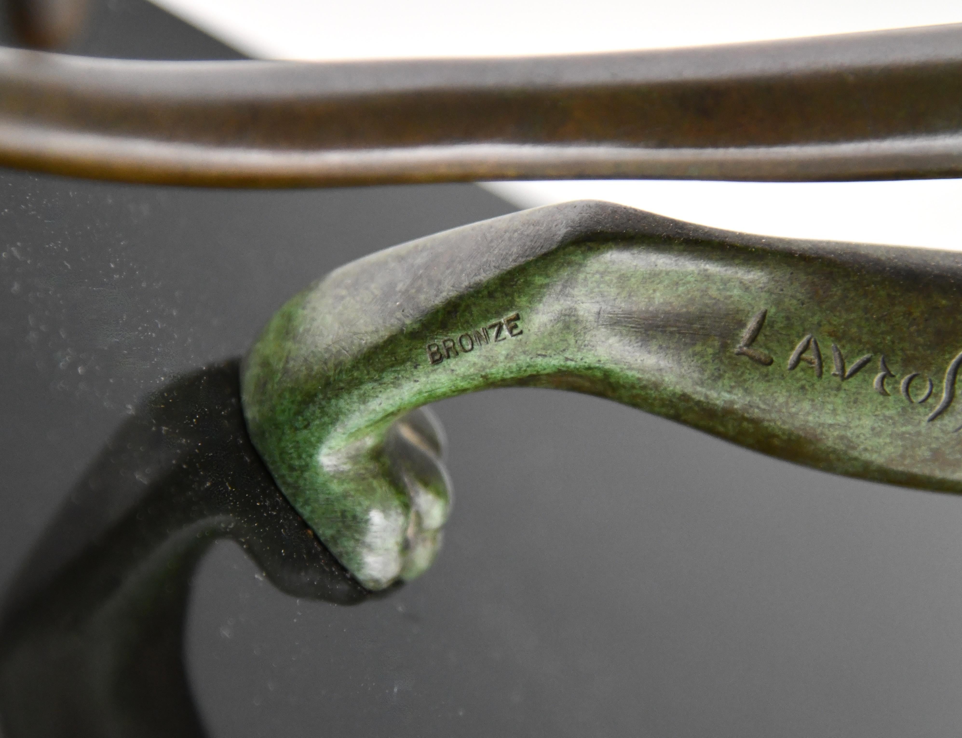 Sculpture de panthère en bronze Art Déco de Georges Lavroff France 1945 en vente 3