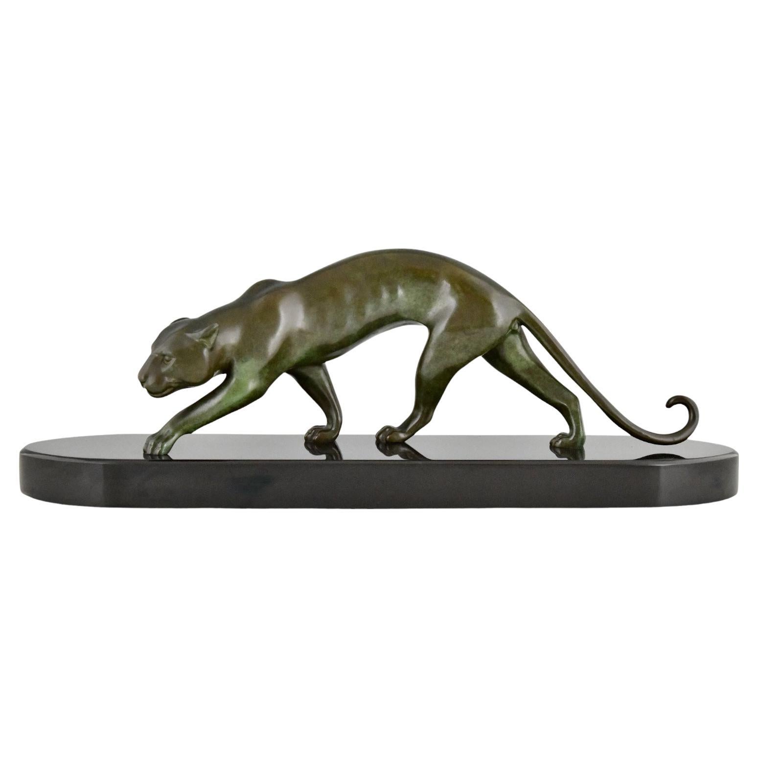 Art Deco bronze panther sculpture by Georges Lavroff France 1945
