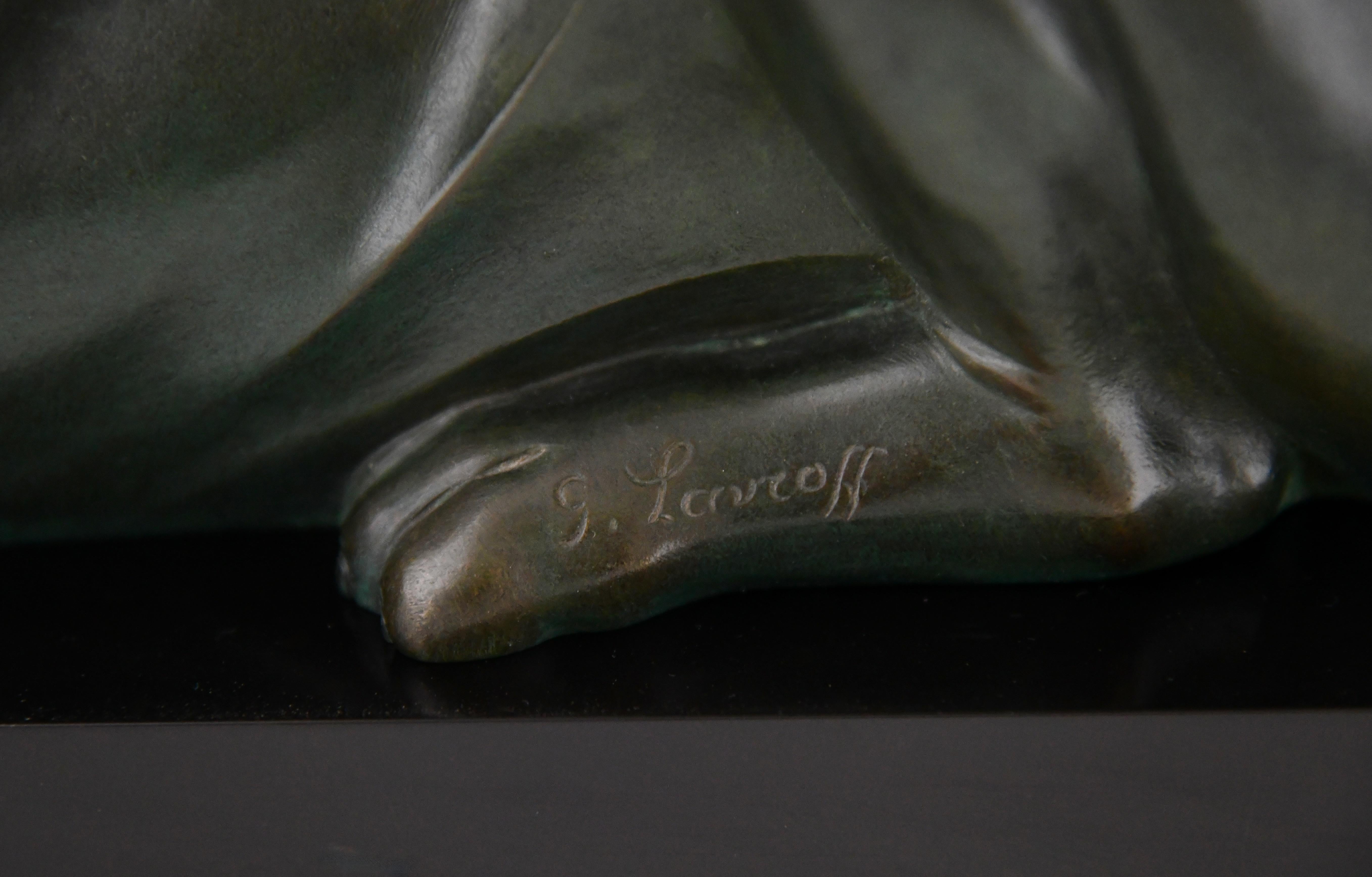 Scultura di pantera in bronzo Art Deco di Georges Lavroff, numerata, 1935. in vendita 3