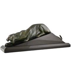 Art Deco bronze panther sculpture by Georges Lavroff, numbered, 1935.
