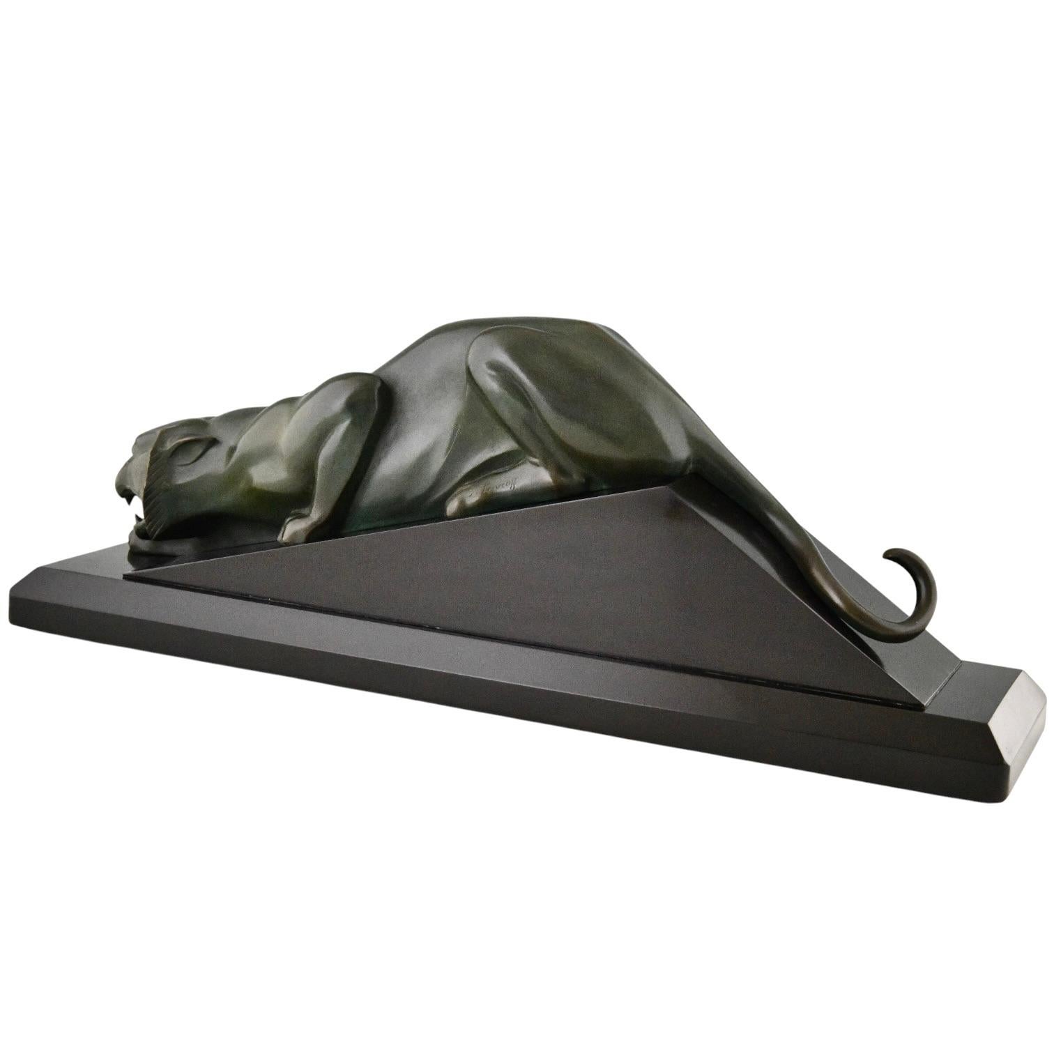 Scultura di pantera in bronzo Art Deco di Georges Lavroff, numerata, 1935. in vendita 1