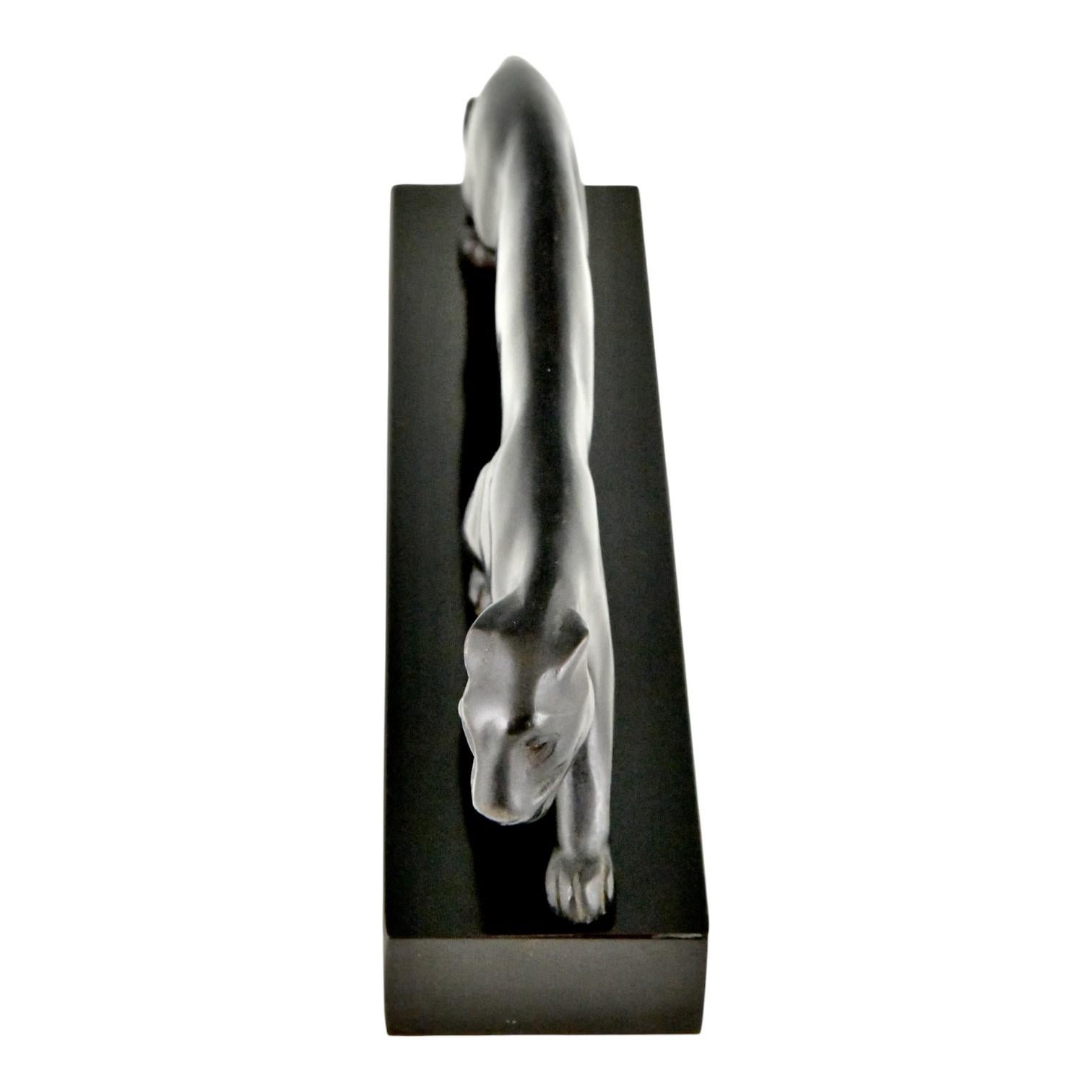 Francese Scultura di pantera in bronzo Art Deco di Lucien Alliot, Francia, 1925 in vendita