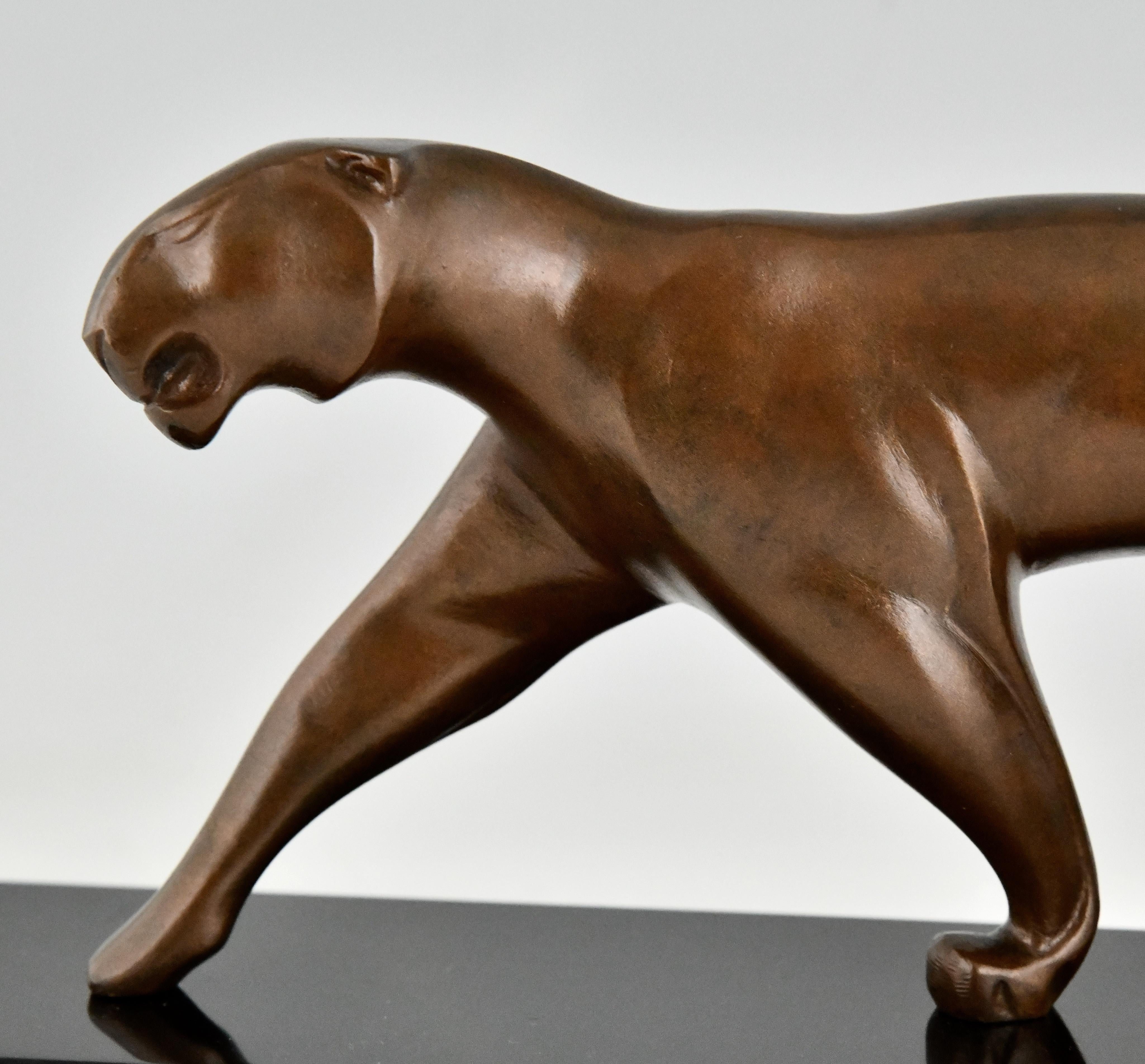 Art Deco Bronze Panther Sculpture by Michel Decoux France, 1930 4