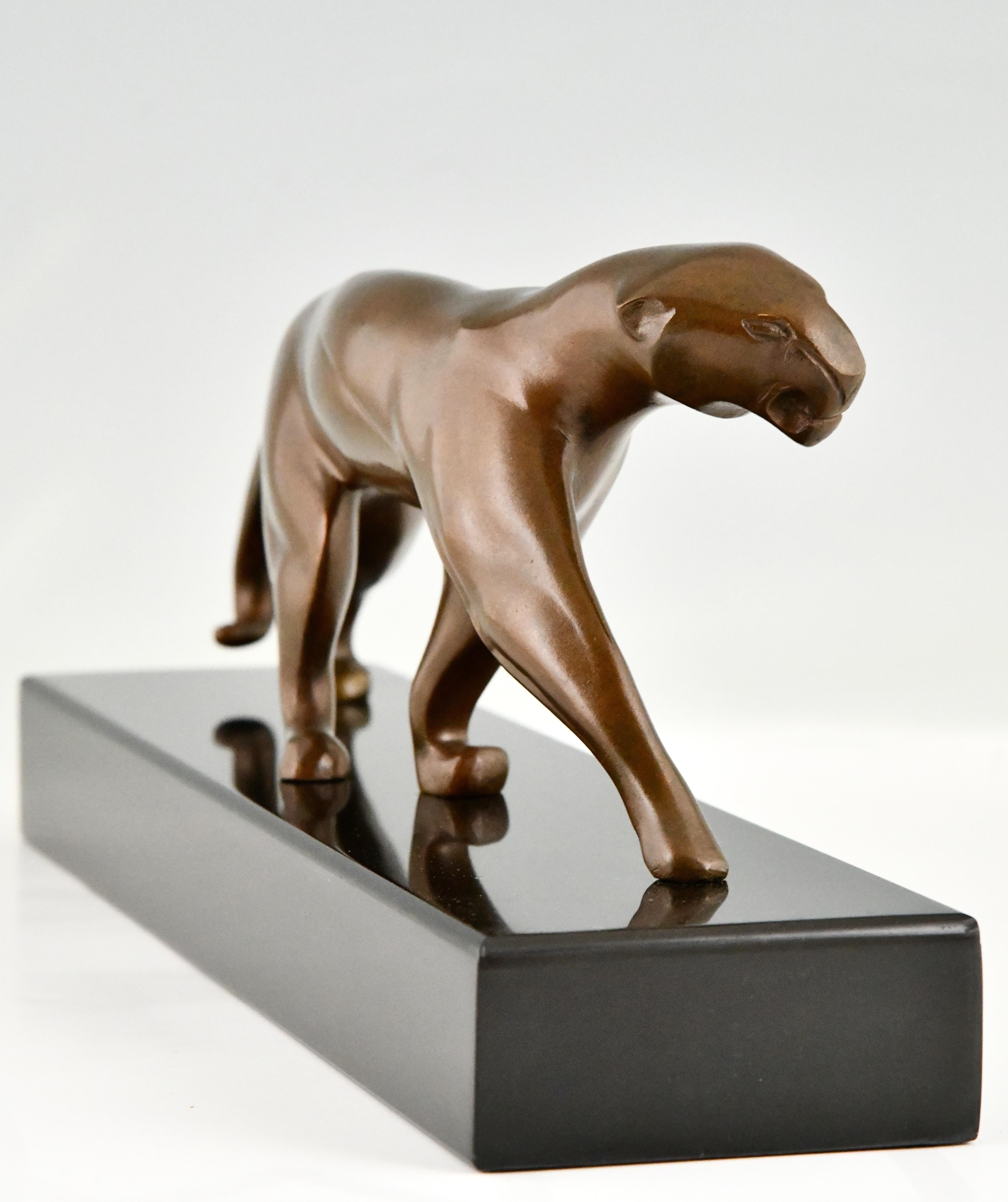 Art Deco Bronze Panther Sculpture by Michel Decoux France, 1930 In Good Condition In Antwerp, BE