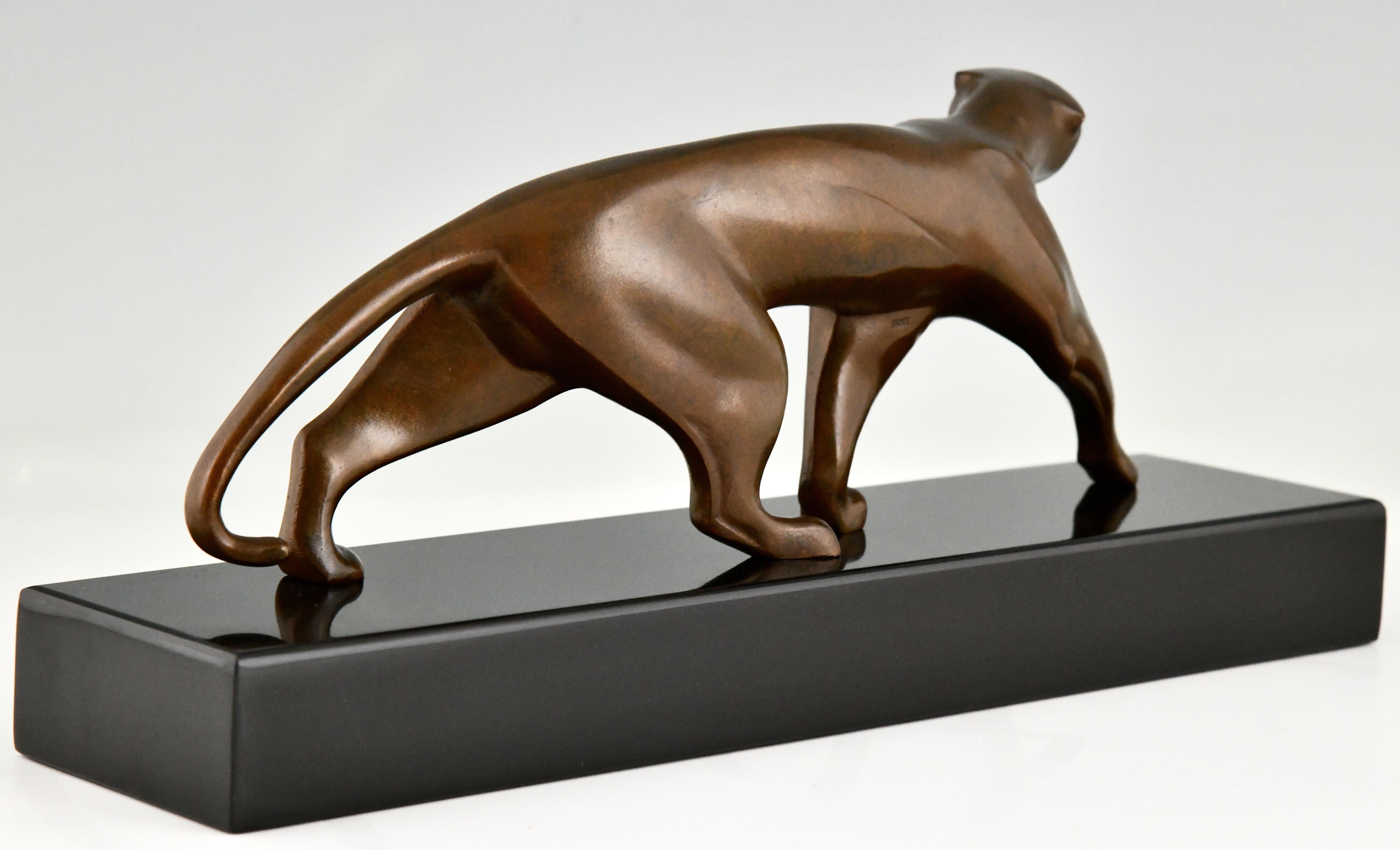 Art Deco Bronze Panther Sculpture by Michel Decoux France, 1930 1