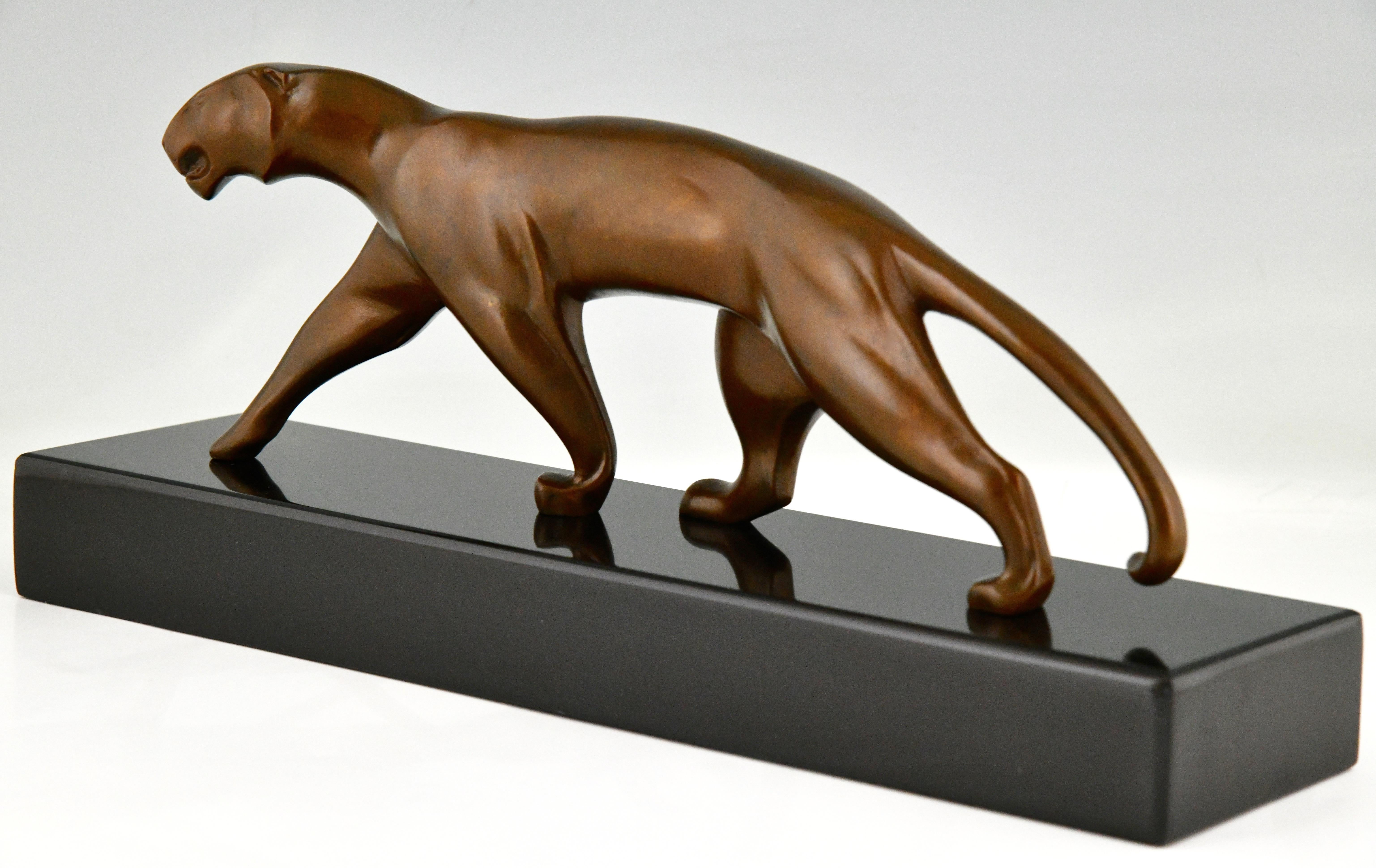 Art Deco Bronze Panther Sculpture by Michel Decoux France, 1930 3