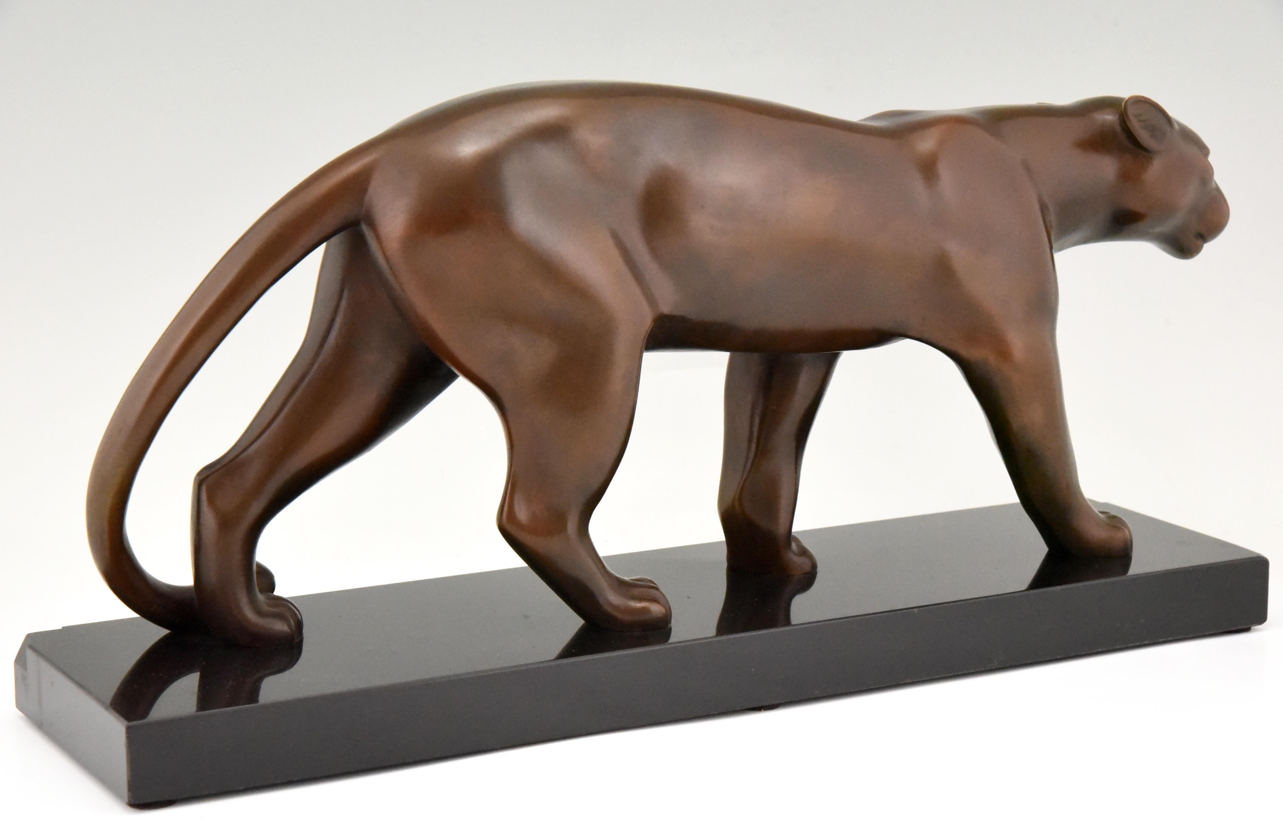 Art Deco Bronze Panther Sculpture Emile Louis Bracquemond, France 1930 1
