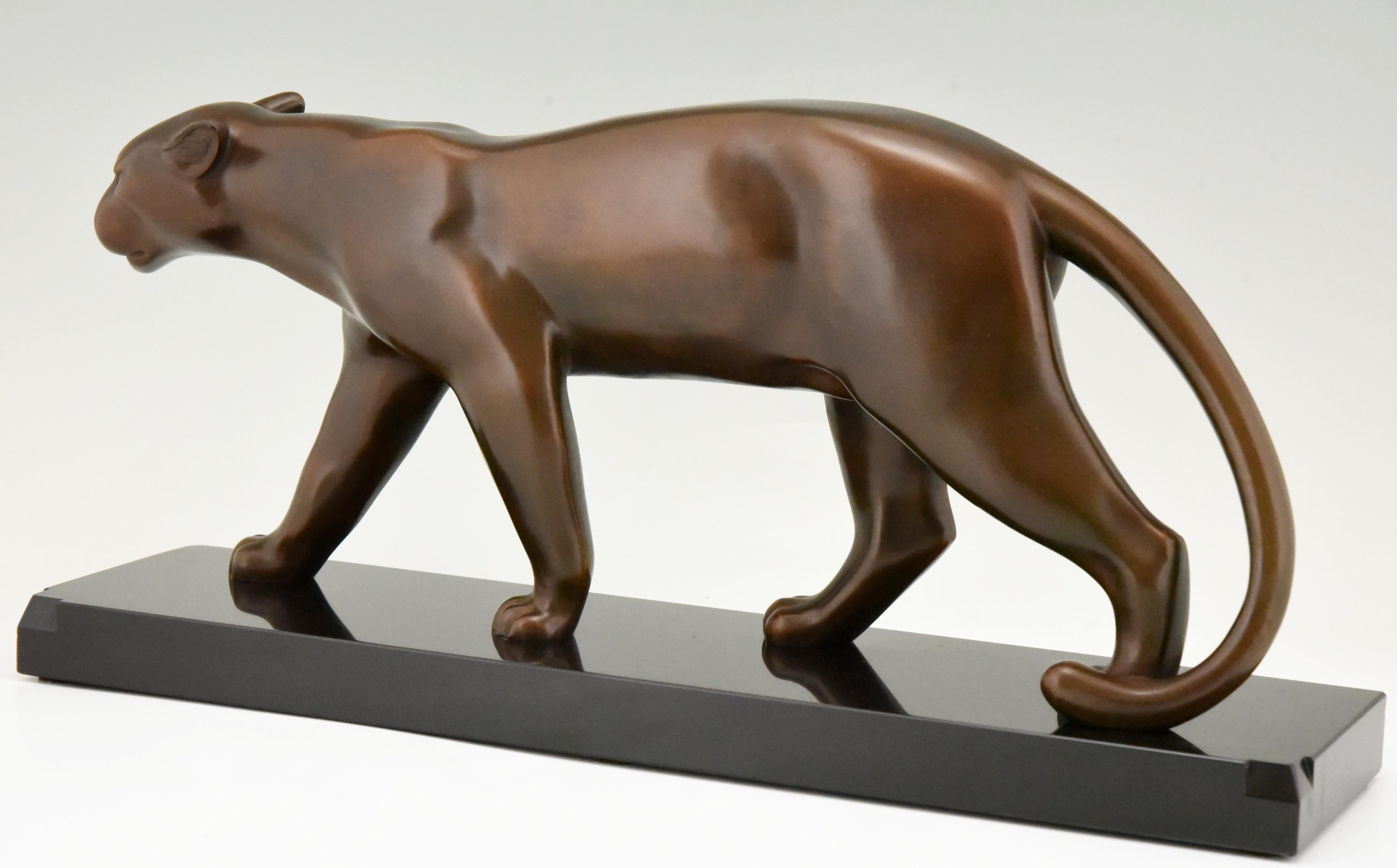 Art Deco Bronze Panther Sculpture Emile Louis Bracquemond, France 1930 3