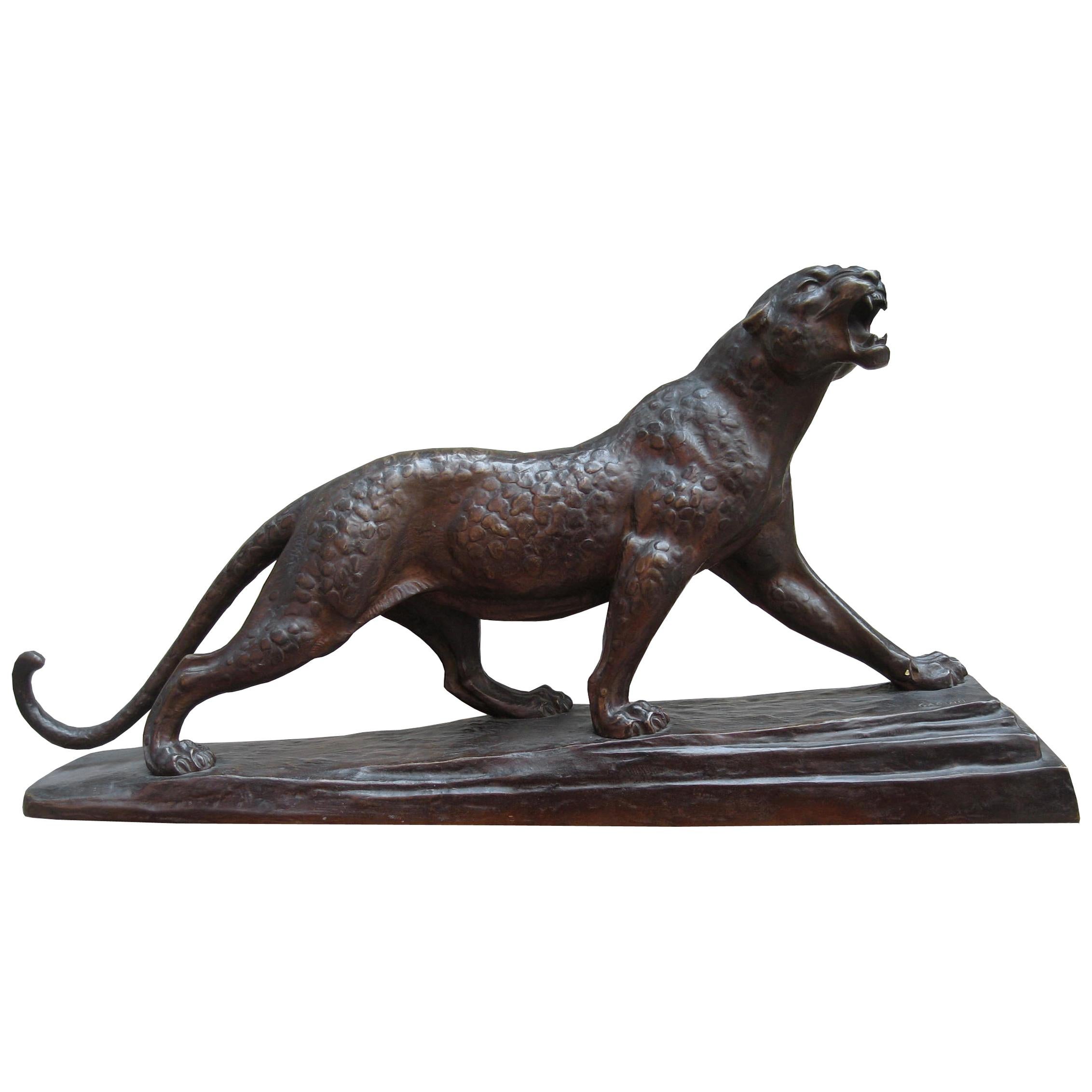 Art Deco Bronze Panther Sculpture For Sale at 1stDibs