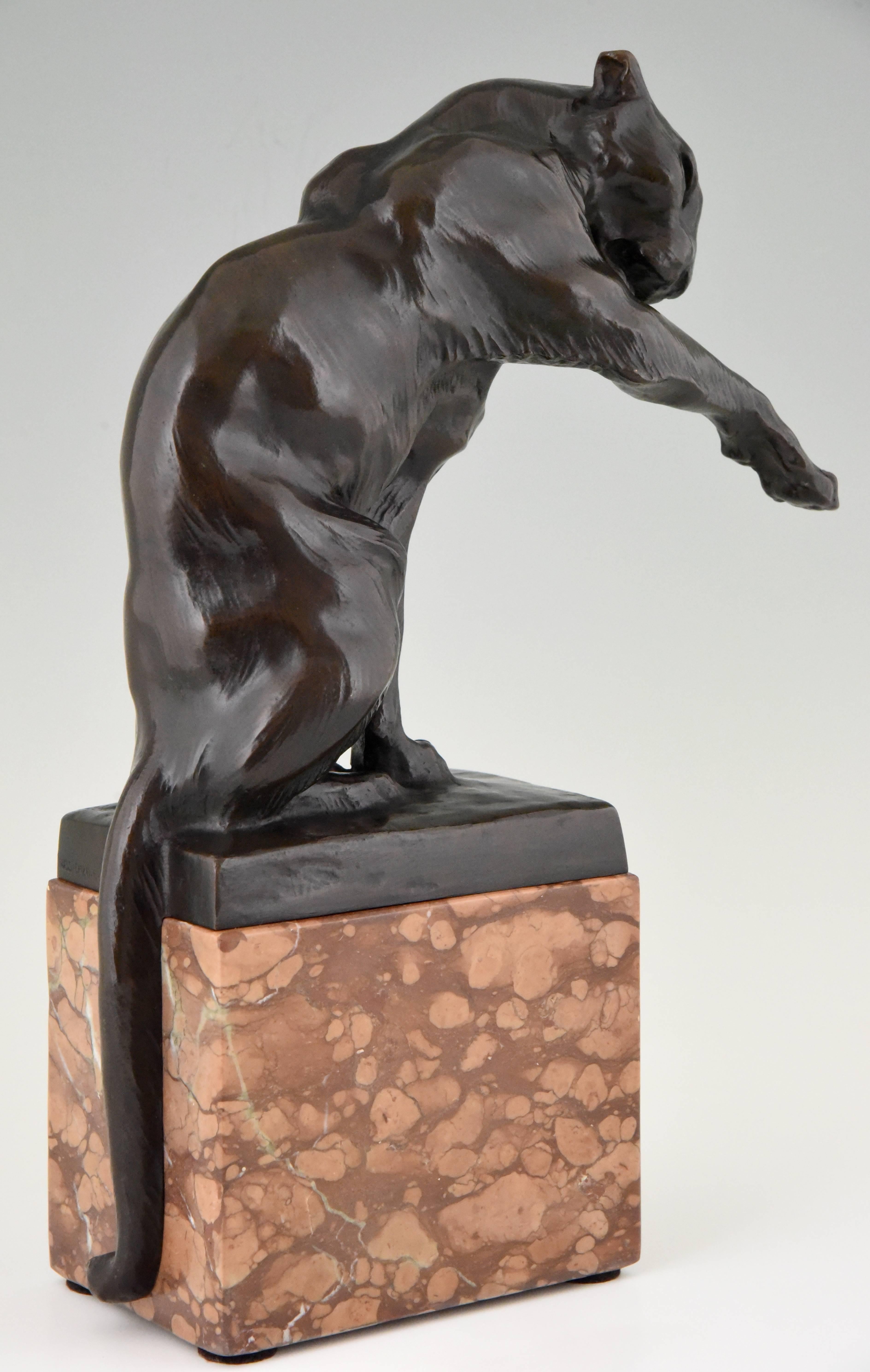 German Art Deco Bronze Panther Sculpture Wera von Bartels  1920