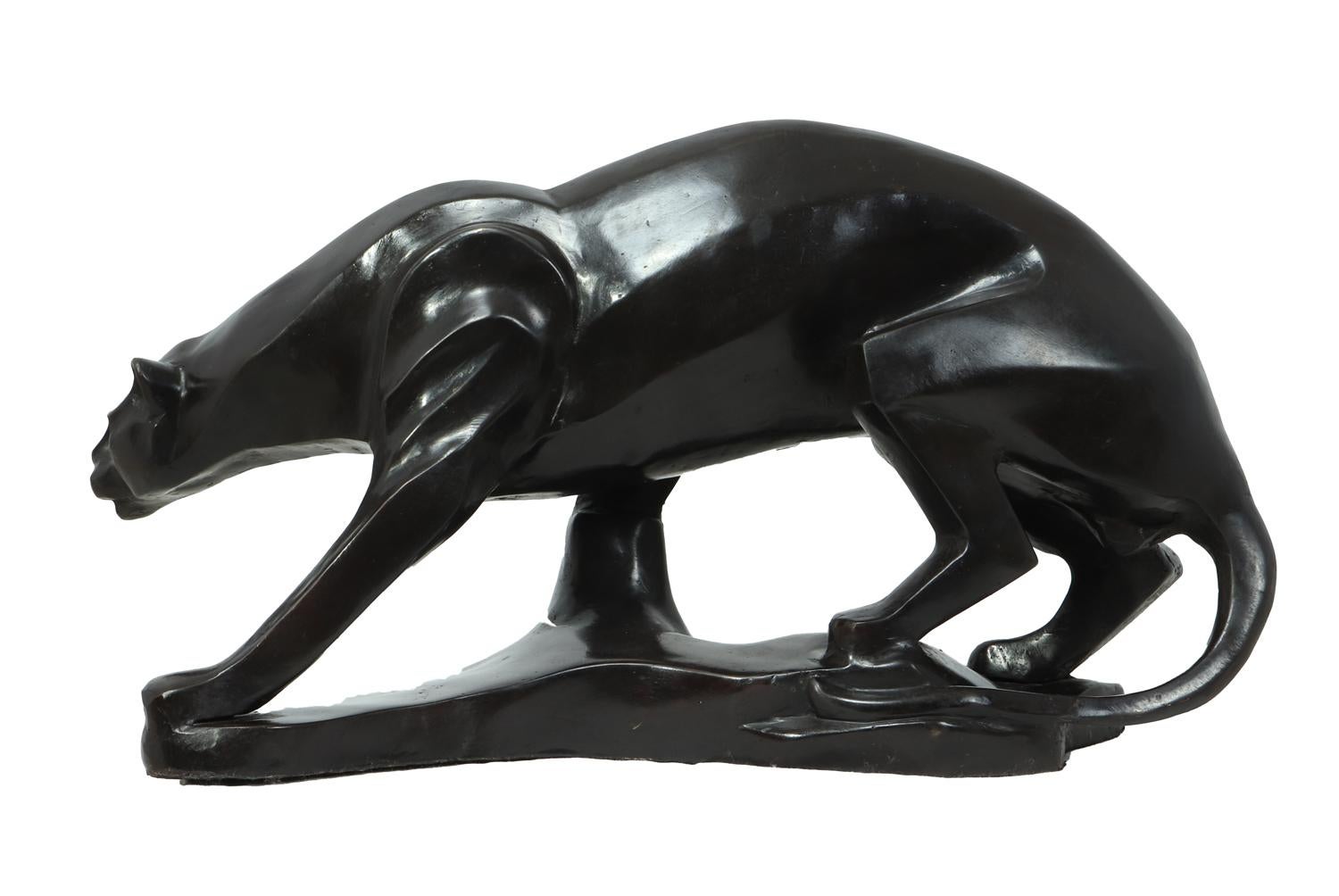 Milieu du XXe siècle Panthère en bronze Art Déco signée REYOL JF