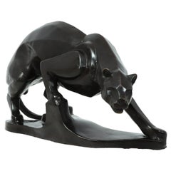 Art Deco Bronze Panther Signed REYOL JF