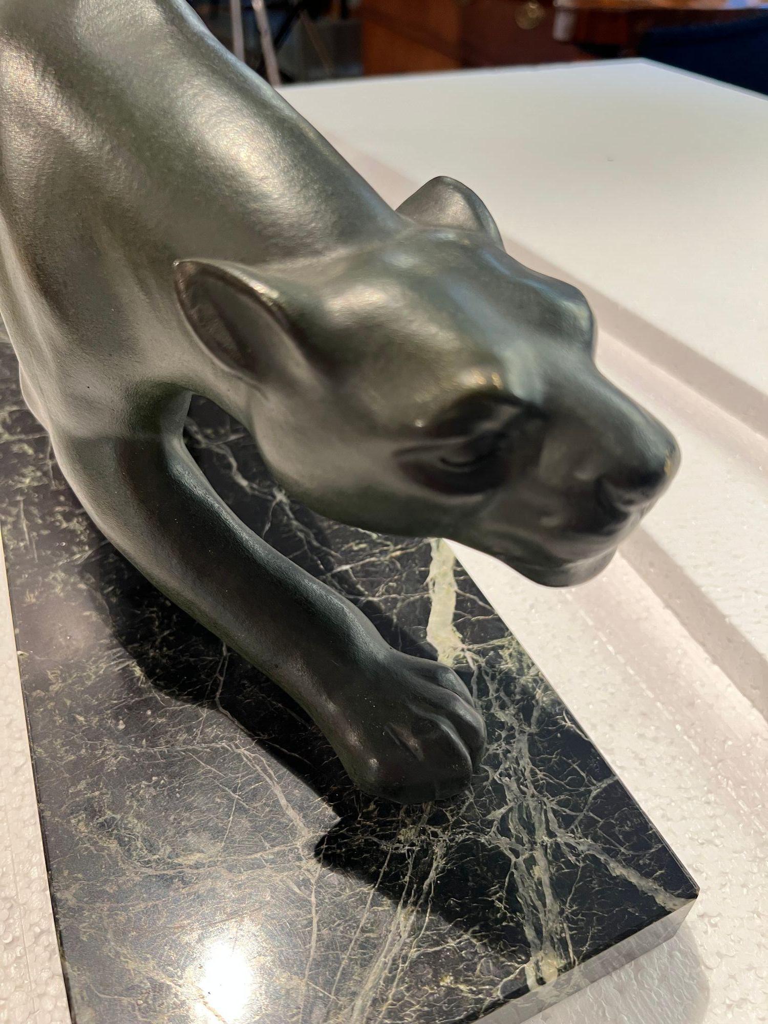 Art Deco Bronze Panther, Signed Secondo, France circa 1930 For Sale 5