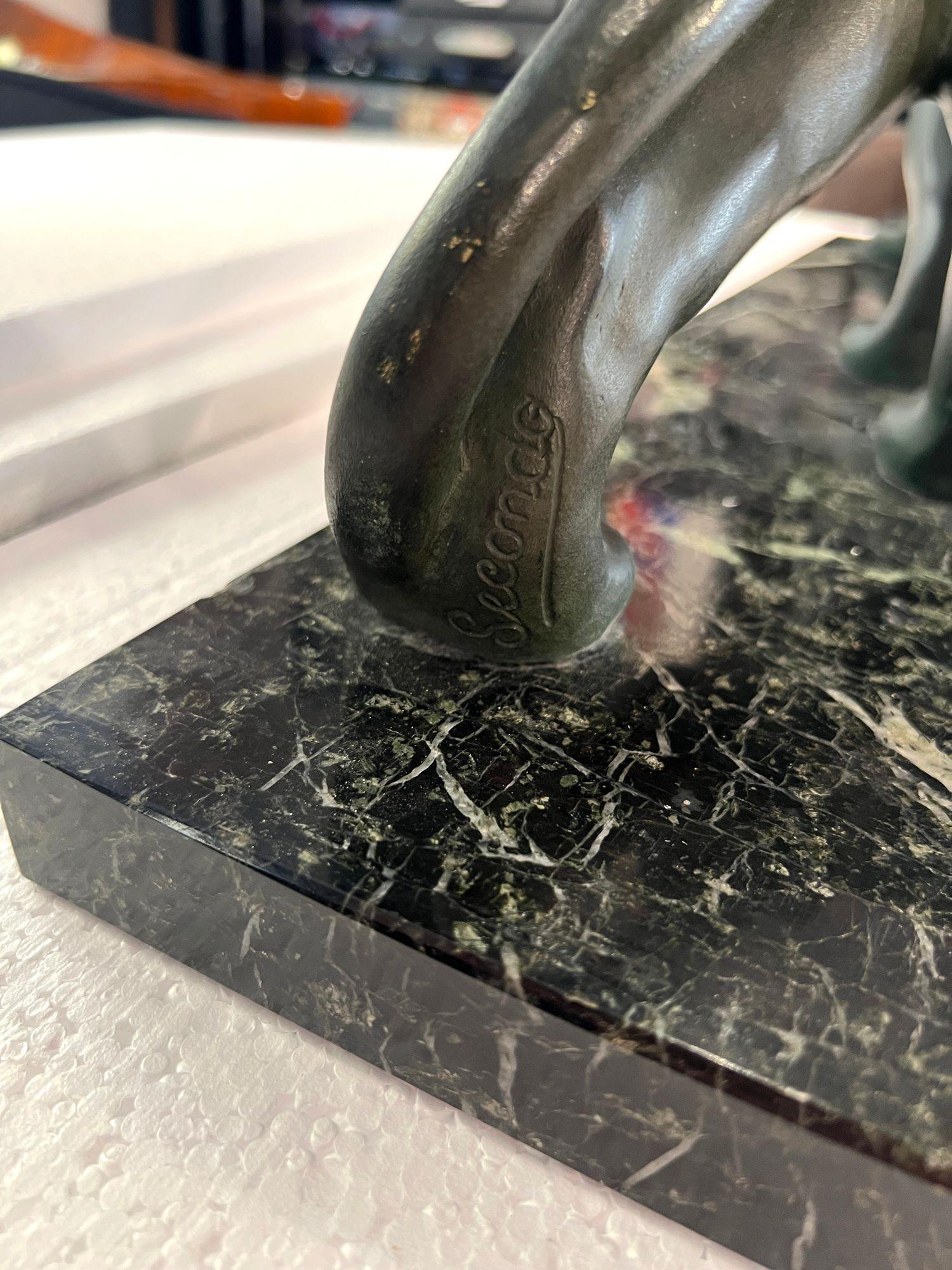 Art Deco Bronze Panther, Signed Secondo, France circa 1930 For Sale 2