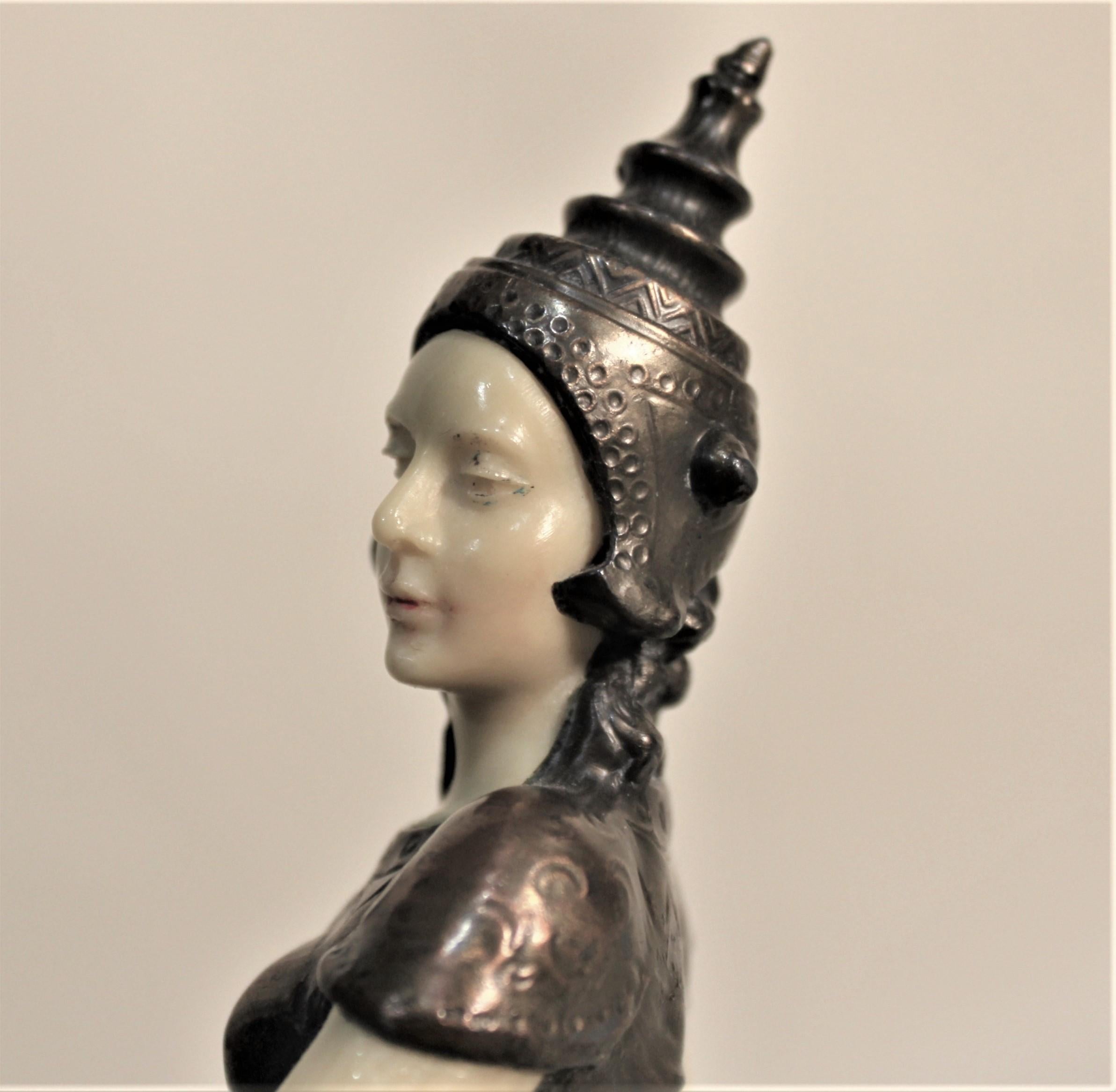 Art Deco Bronze Patinated Cast Metal Thai Dancer Statue or Figurine For Sale 1