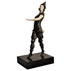 Art Deco Bronze Patinated Cast Metal Thai Dancer Statue or Figurine