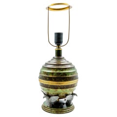 Art Deco Bronze-Patinated Table Lamp with Eagles, Sweden, circa 1930s
