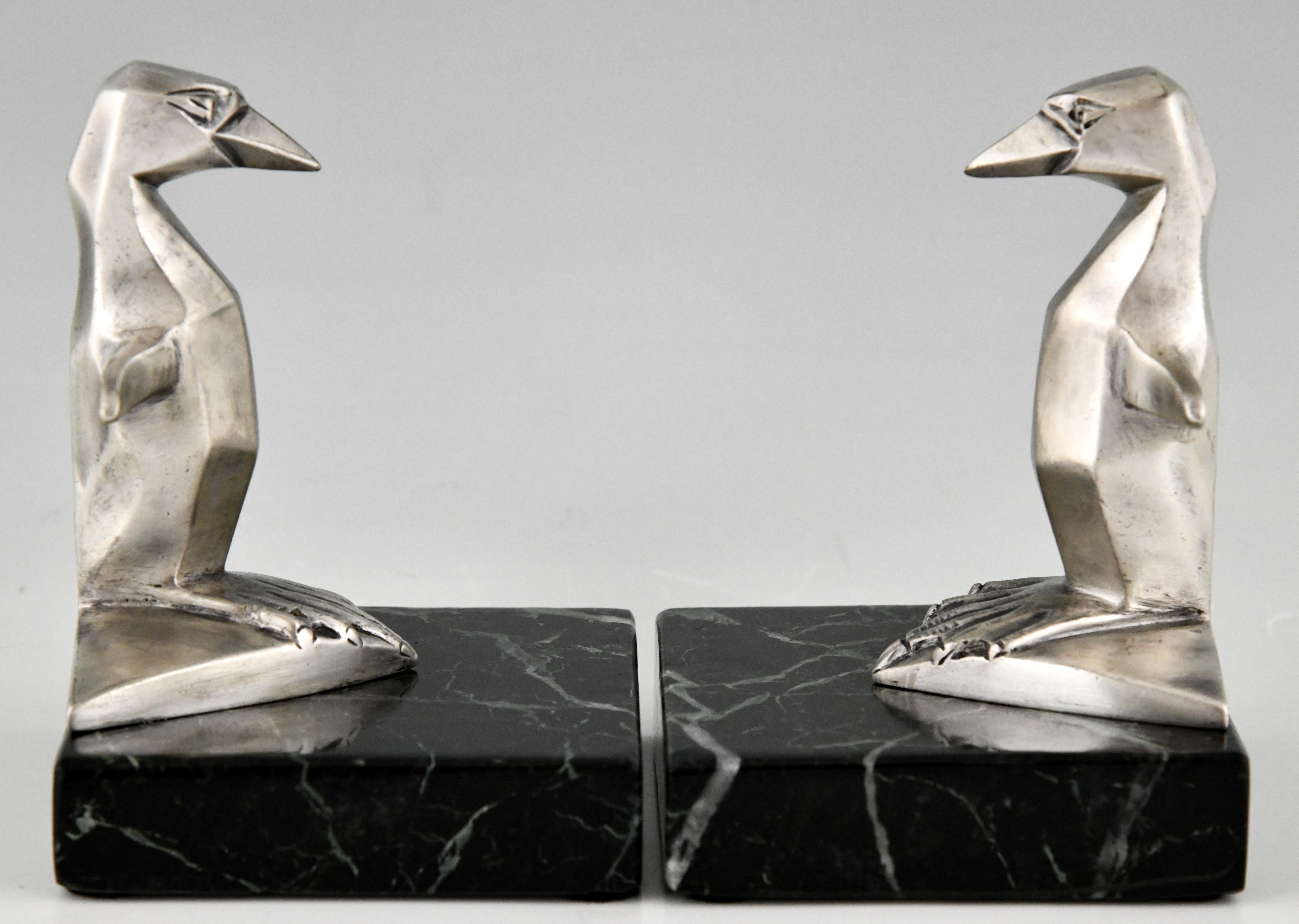 Art Deco bronze penguin bookends Gaston H Bourcart France 1930 In Good Condition In Antwerp, BE